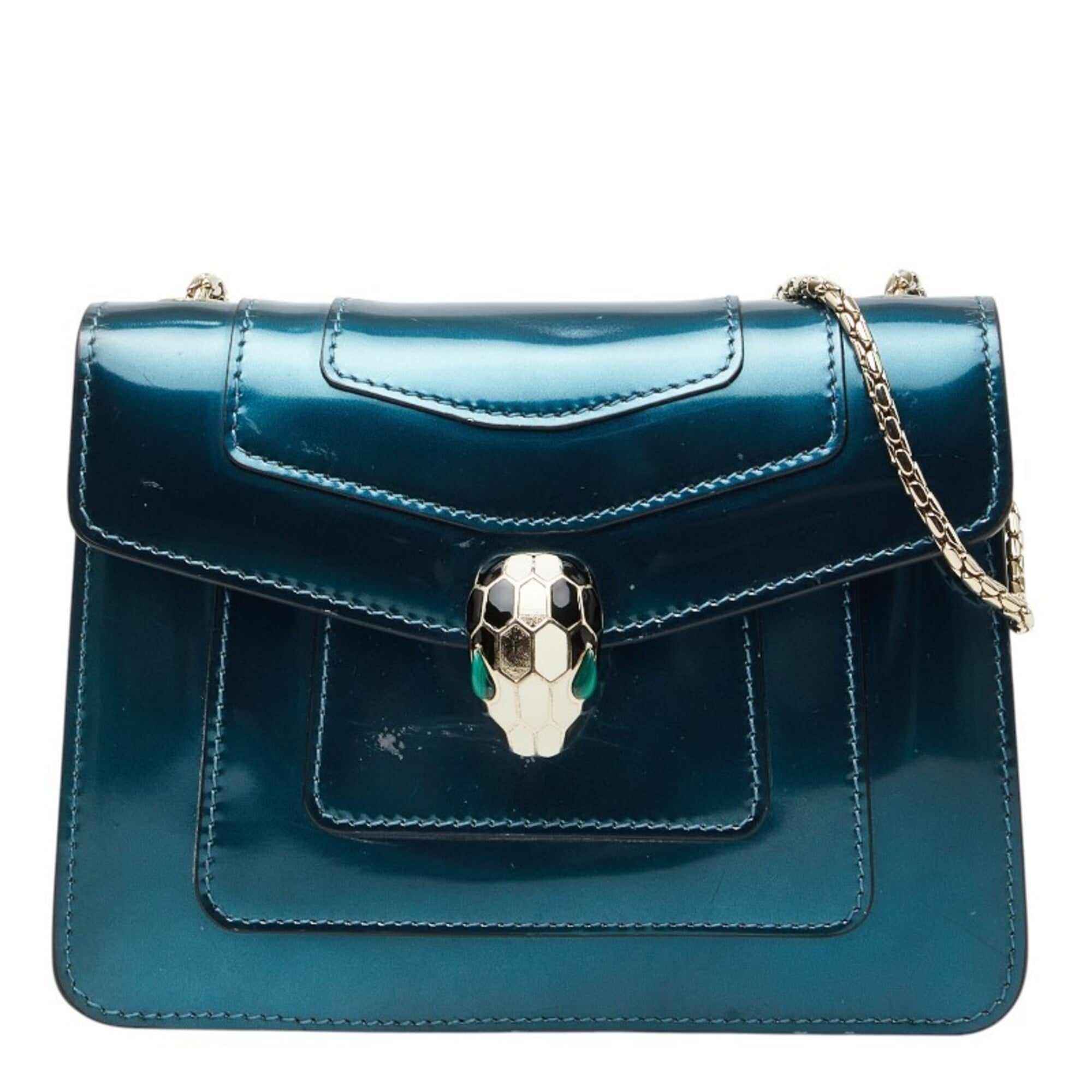 Bvlgari Blue Patent Leather Shoulder Bag (Pre-Owned)