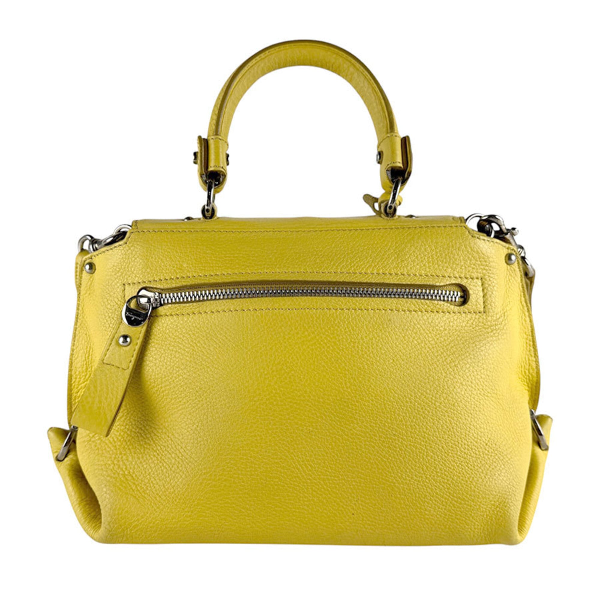 Salvatore Ferragamo Yellow Leather Handbag Shoulder Bag (Pre-Owned)