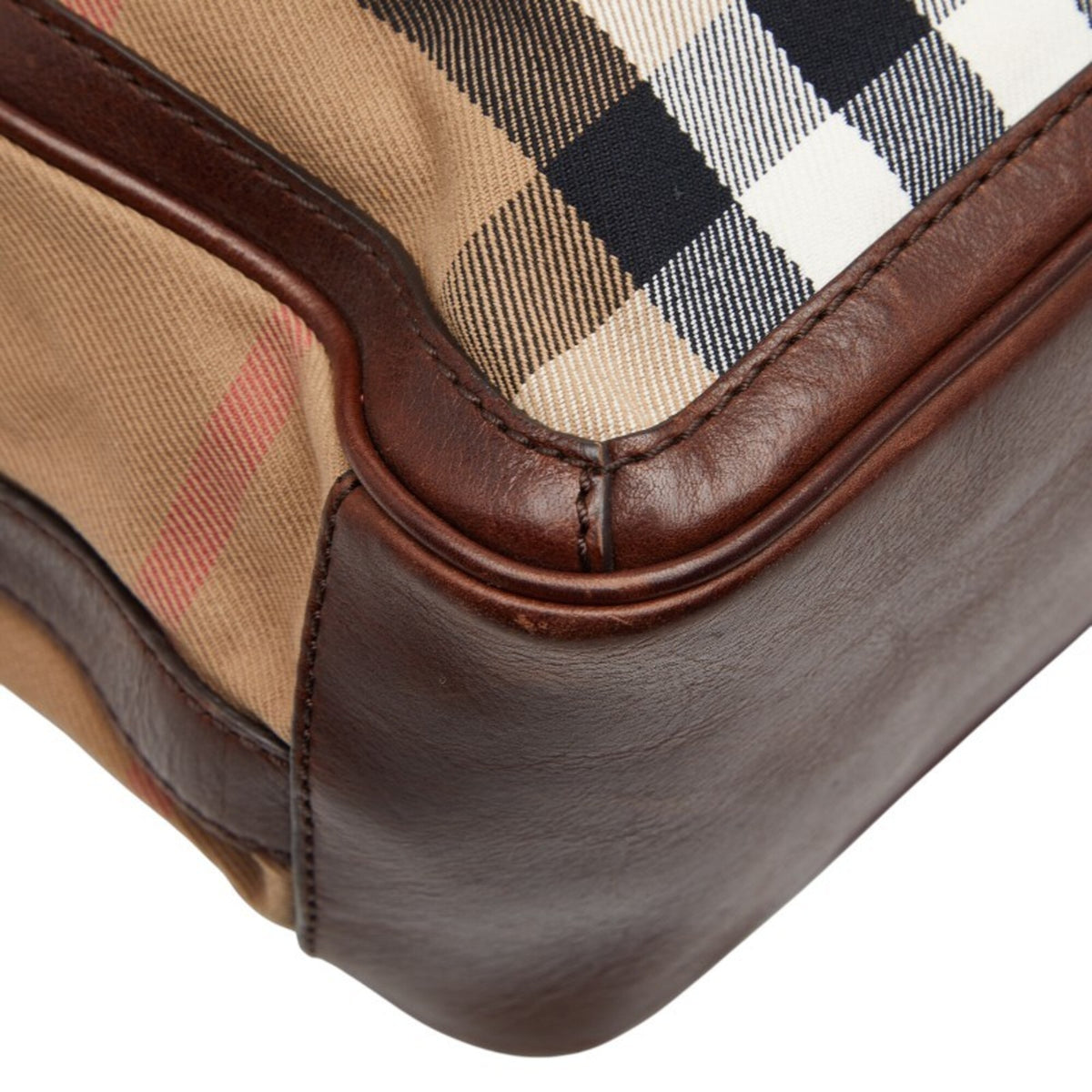 Burberry Brown Canvas Leather Messenger Bag Shoulder Bag (Pre-Owned)