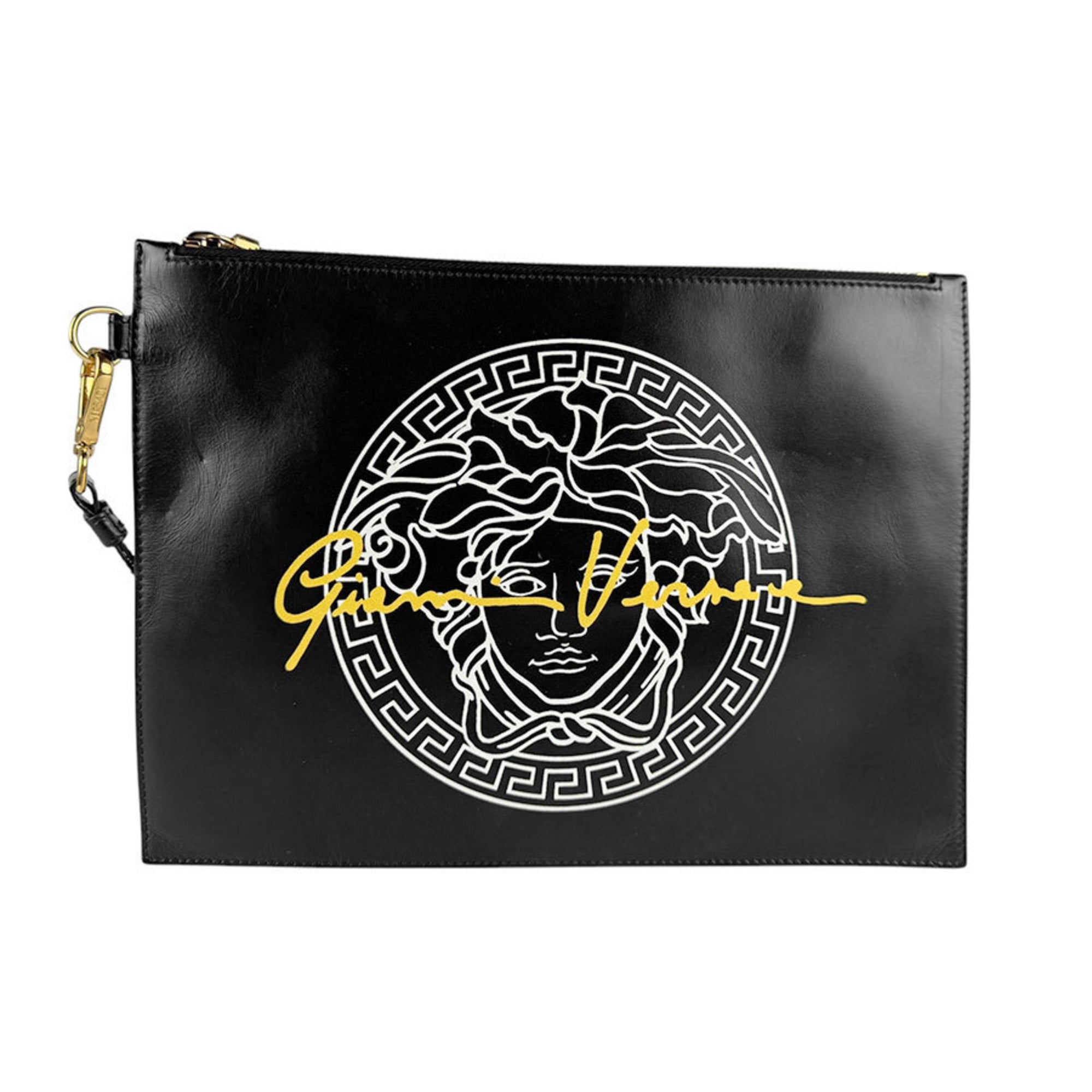 Versace Black Leather Clutch Bag (Pre-Owned)