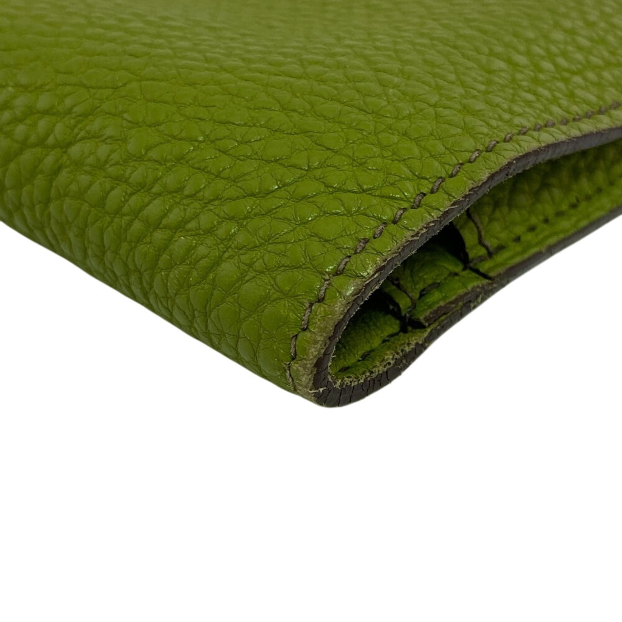 Hermes Green Taurillon Clemence Leather Long Wallet (Bi-Fold) (Pre-Owned)