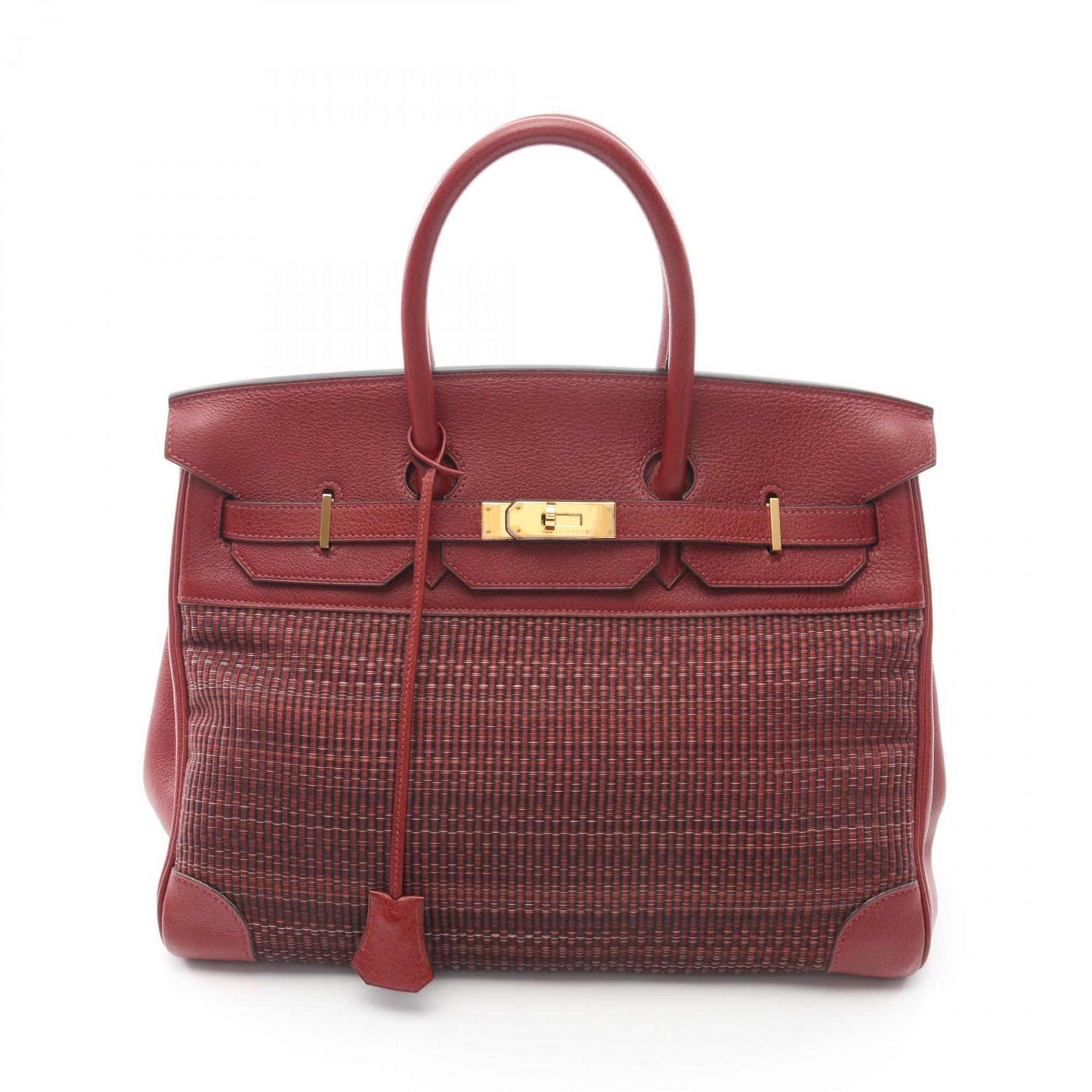 Hermes Bordeaux Rouge H Crinoline Buffle Skipper Leather Leather Handbag (Pre-Owned)