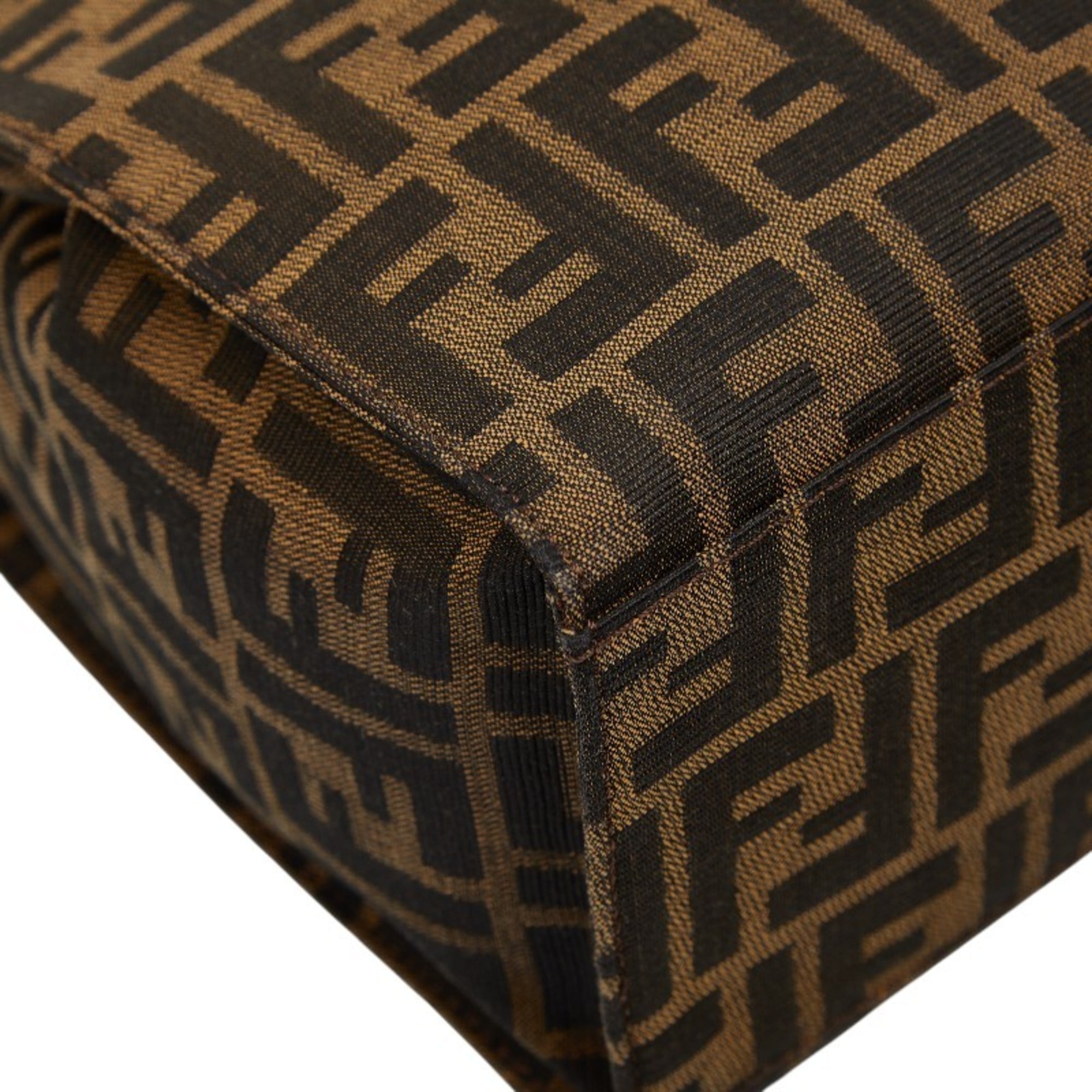 Fendi Brown Canvas Leather Shoulder Bag Tote Bag (Pre-Owned)