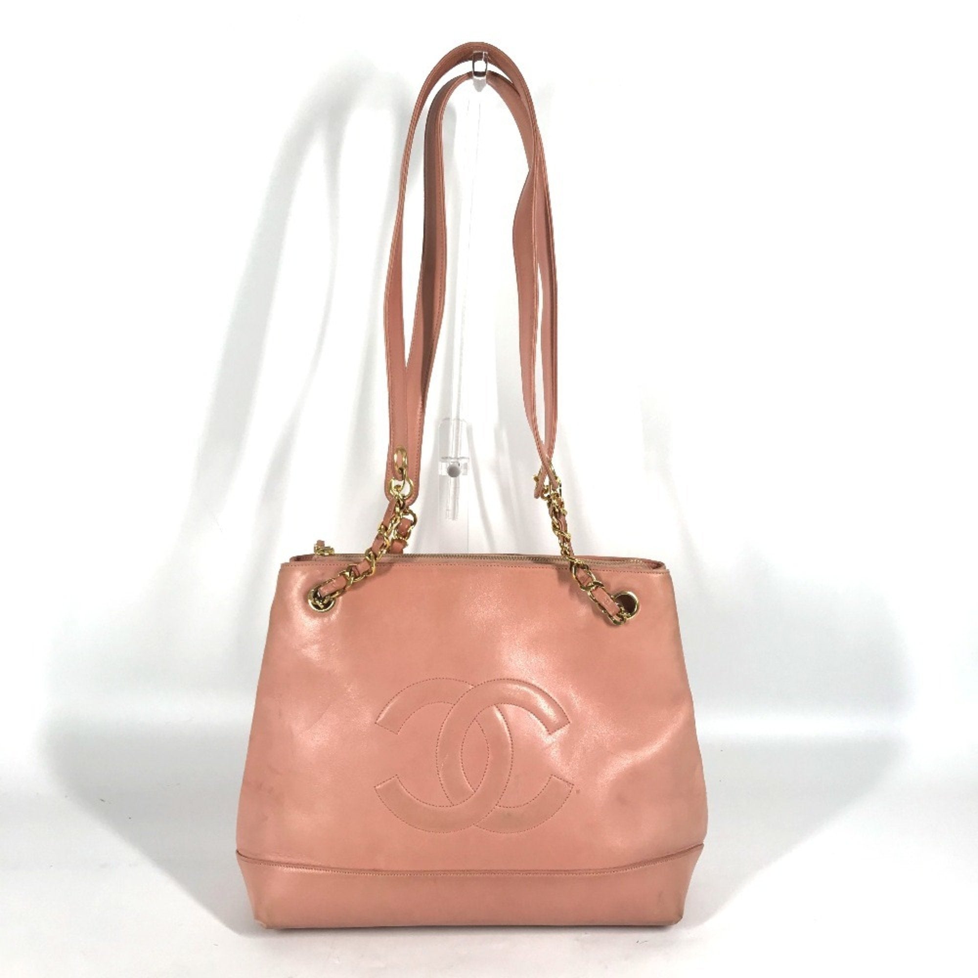 Chanel Pink Leather Shoulder Bag Tote Bag (Pre-Owned)