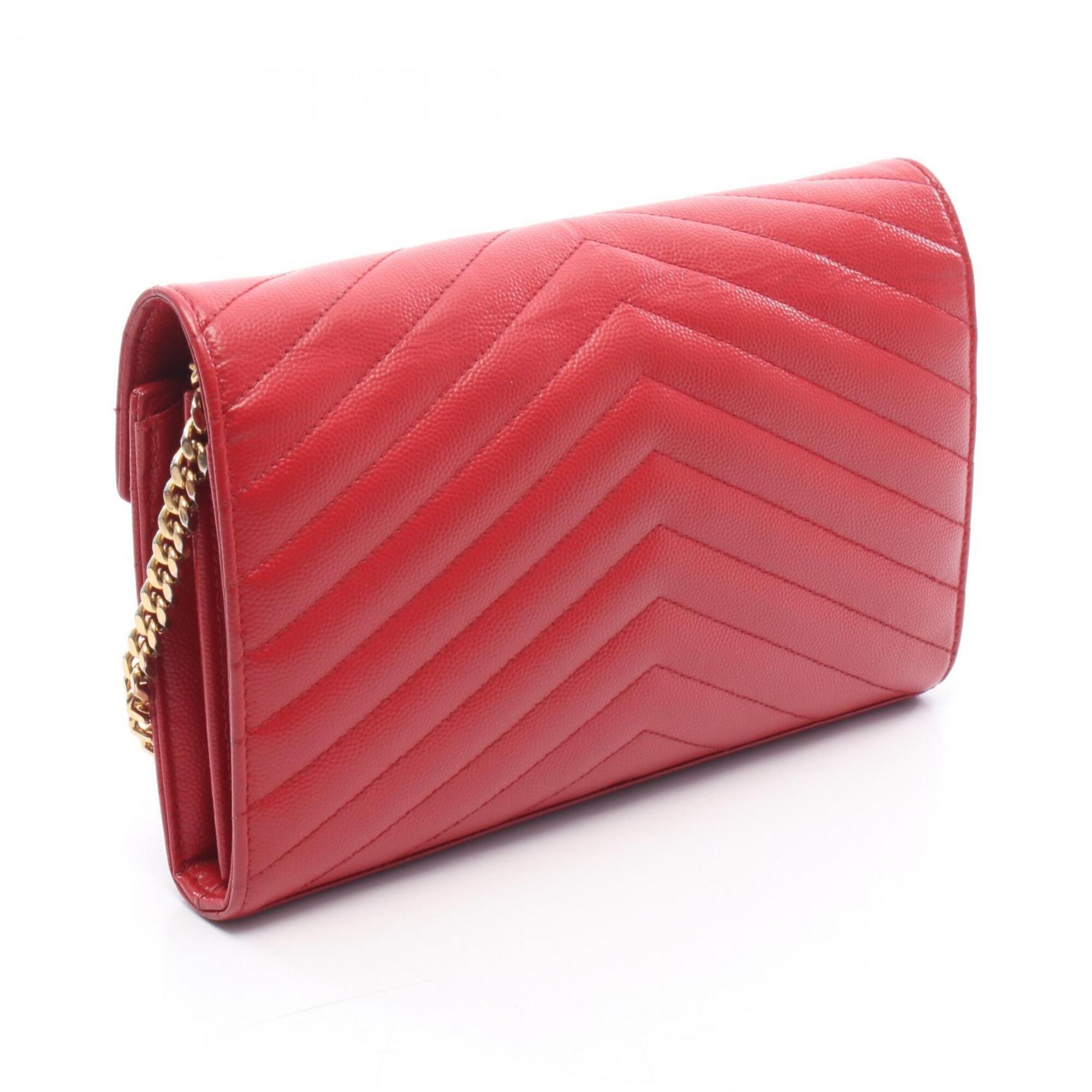Saint Laurent Red Color Leather Handbag Shoulder Bag (Pre-Owned)