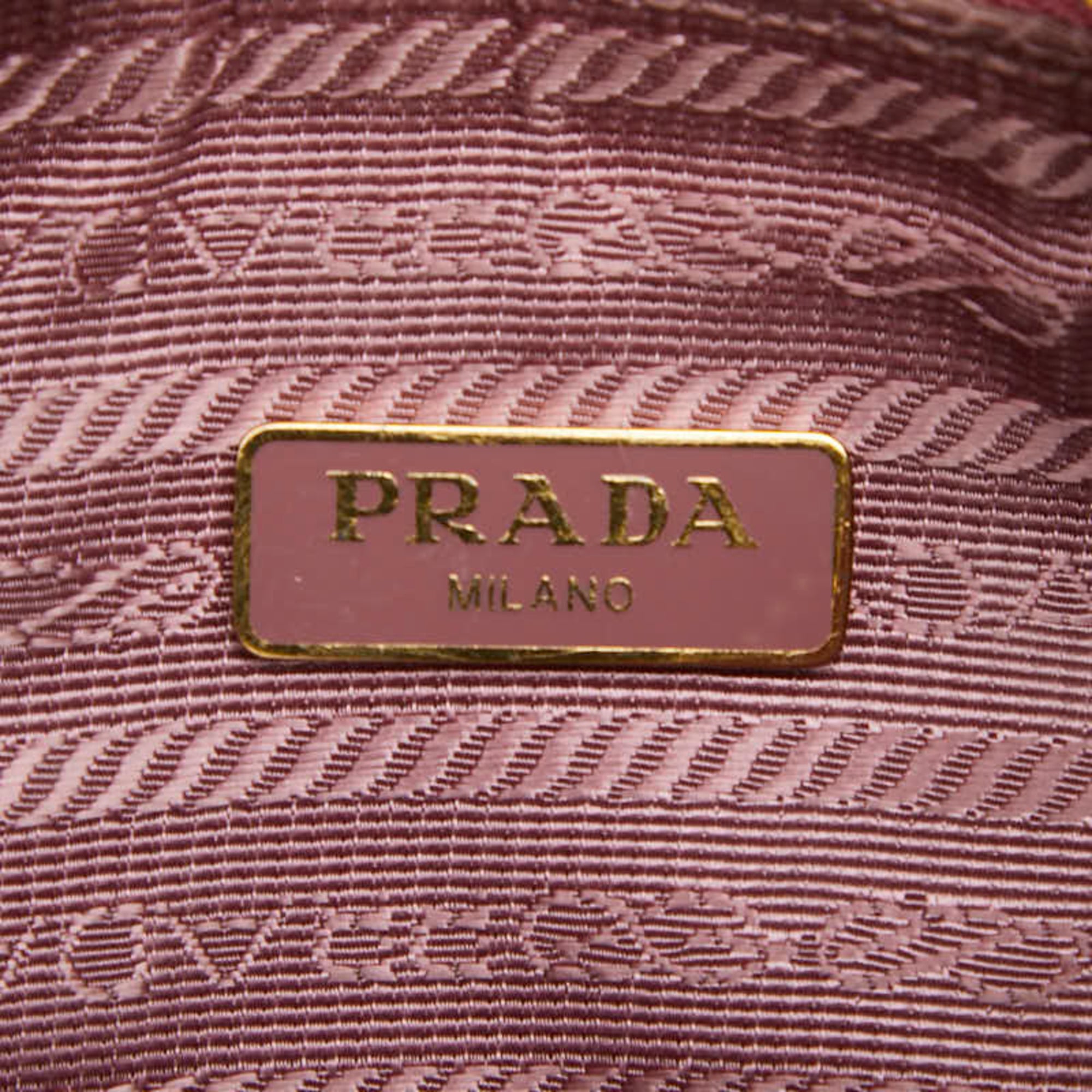 Prada Pink Raffia Leather Shoulder Bag (Pre-Owned)
