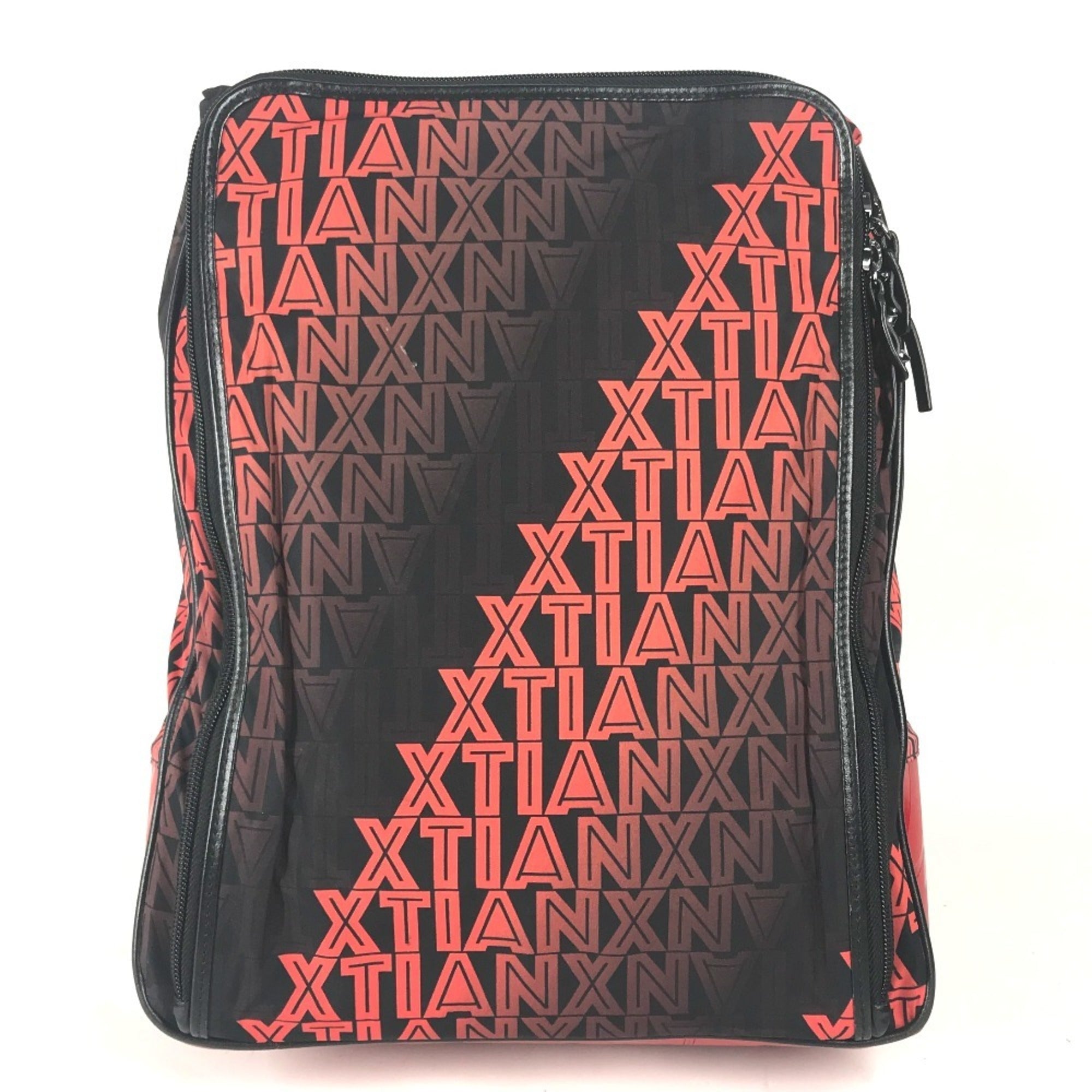 Christian Louboutin Black Red Color Nylon Leather Backpack (Pre-Owned)