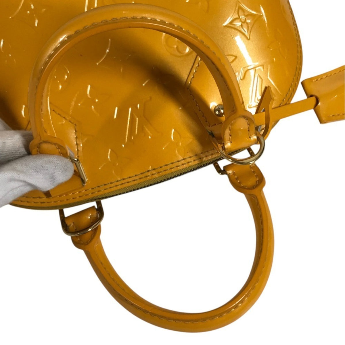 Louis Vuitton Yellow Monogram Vernis Handbag Shoulder Bag Tote Bag (Pre-Owned)