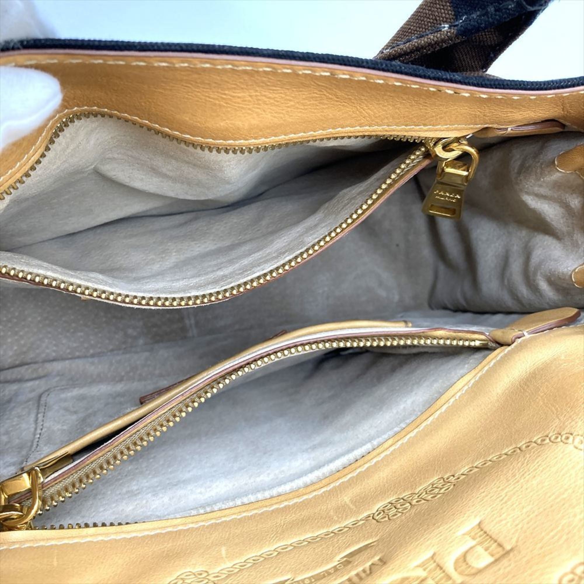 Prada Brown Multi-Color Canvas Handbag (Pre-Owned)