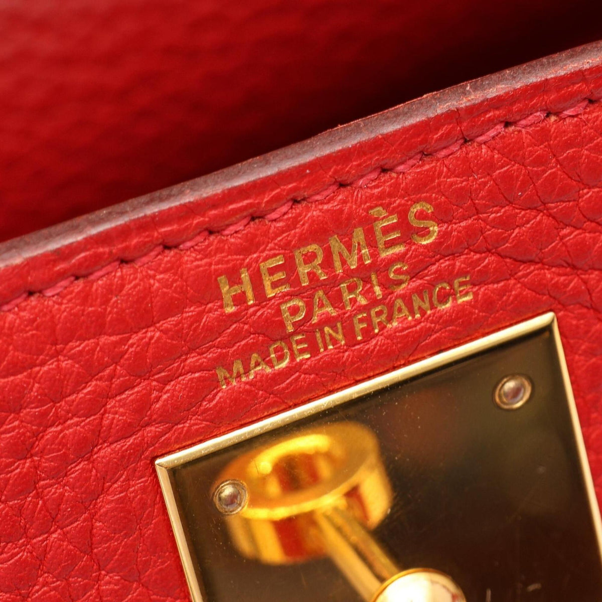 Hermes Red Color Taurillon Clemence Leather Handbag (Pre-Owned)