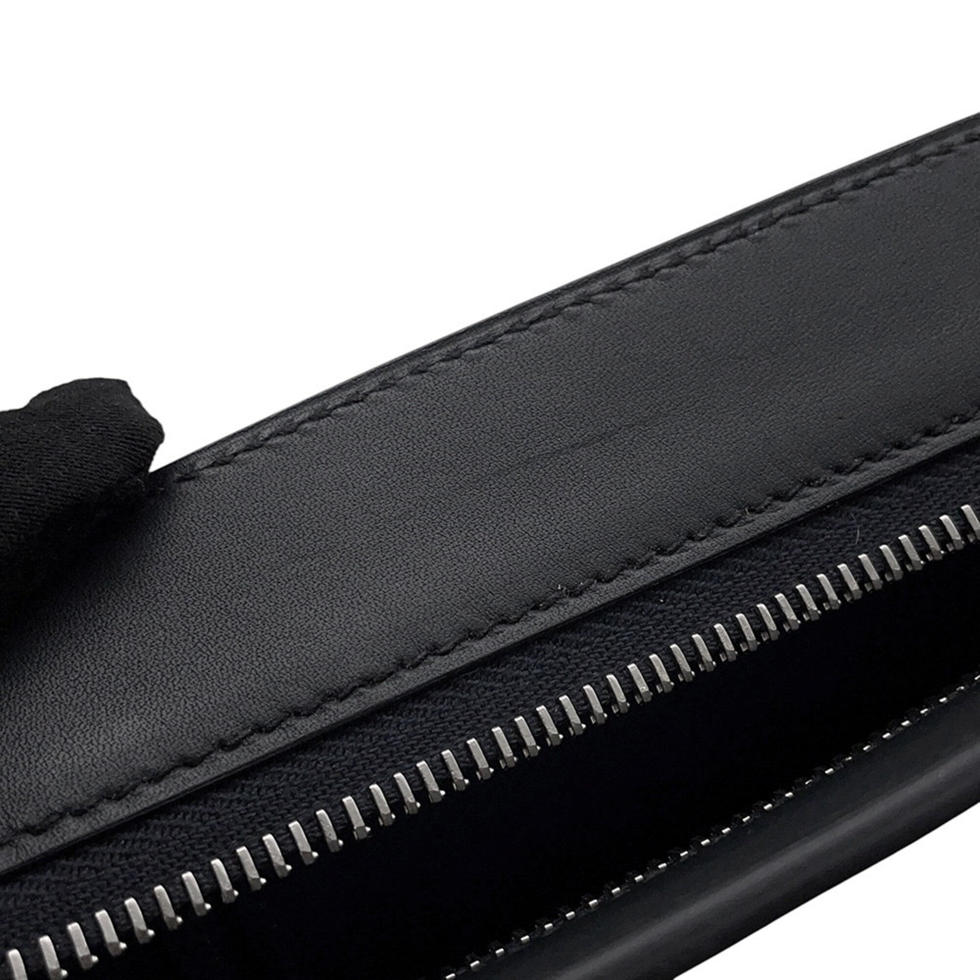 Hermes Kara Black Blue Jaune Box Calf Leather Clutch Bag Handbag (Pre-Owned)