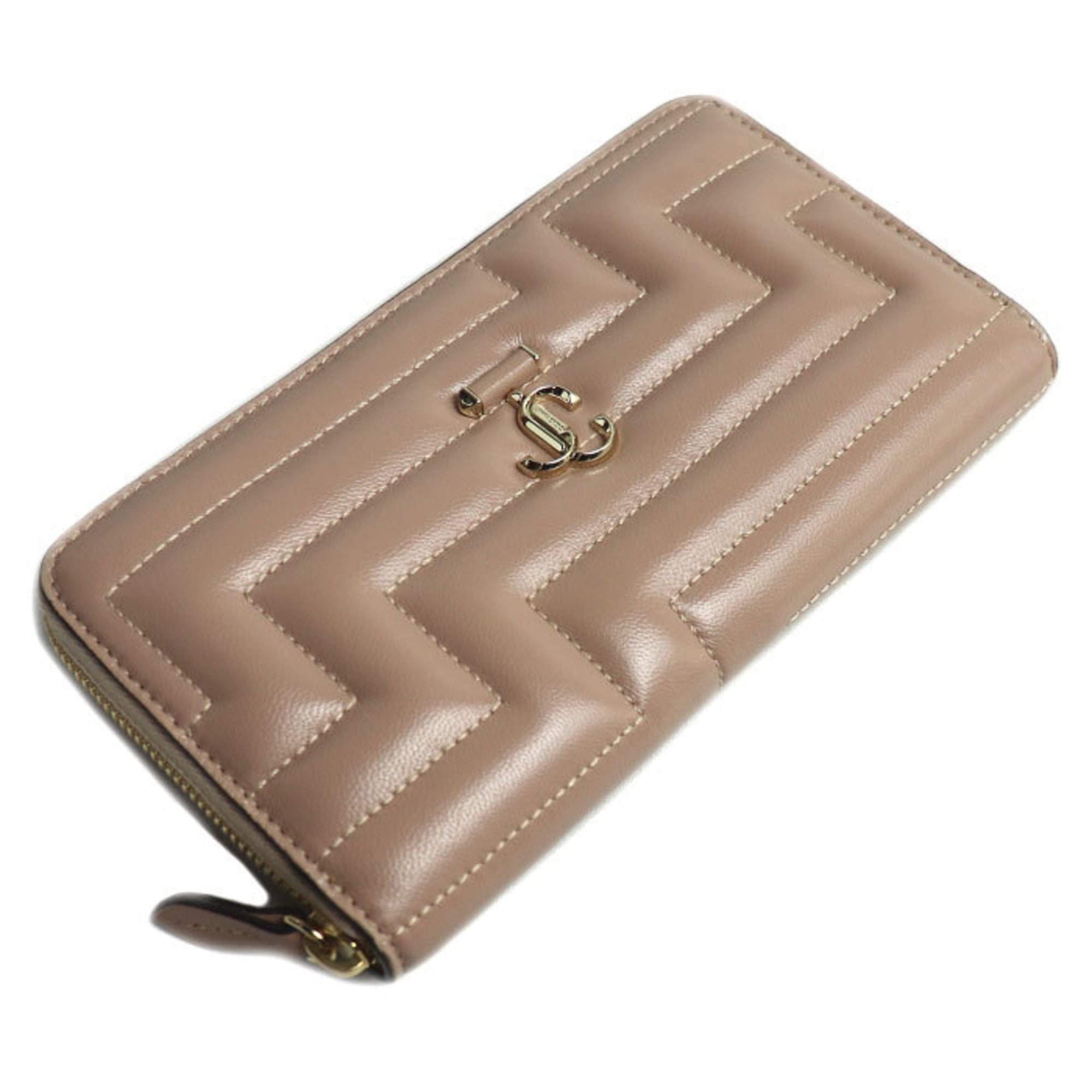 Jimmy Choo Pink Beige Leather Long Wallet (Bi-Fold) (Pre-Owned)