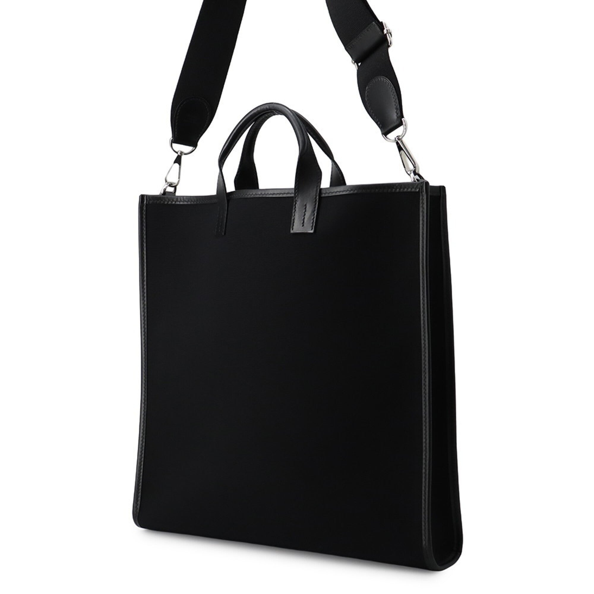Hermes Black Toile Officier Swift Leather Handbag Tote Bag (Pre-Owned)