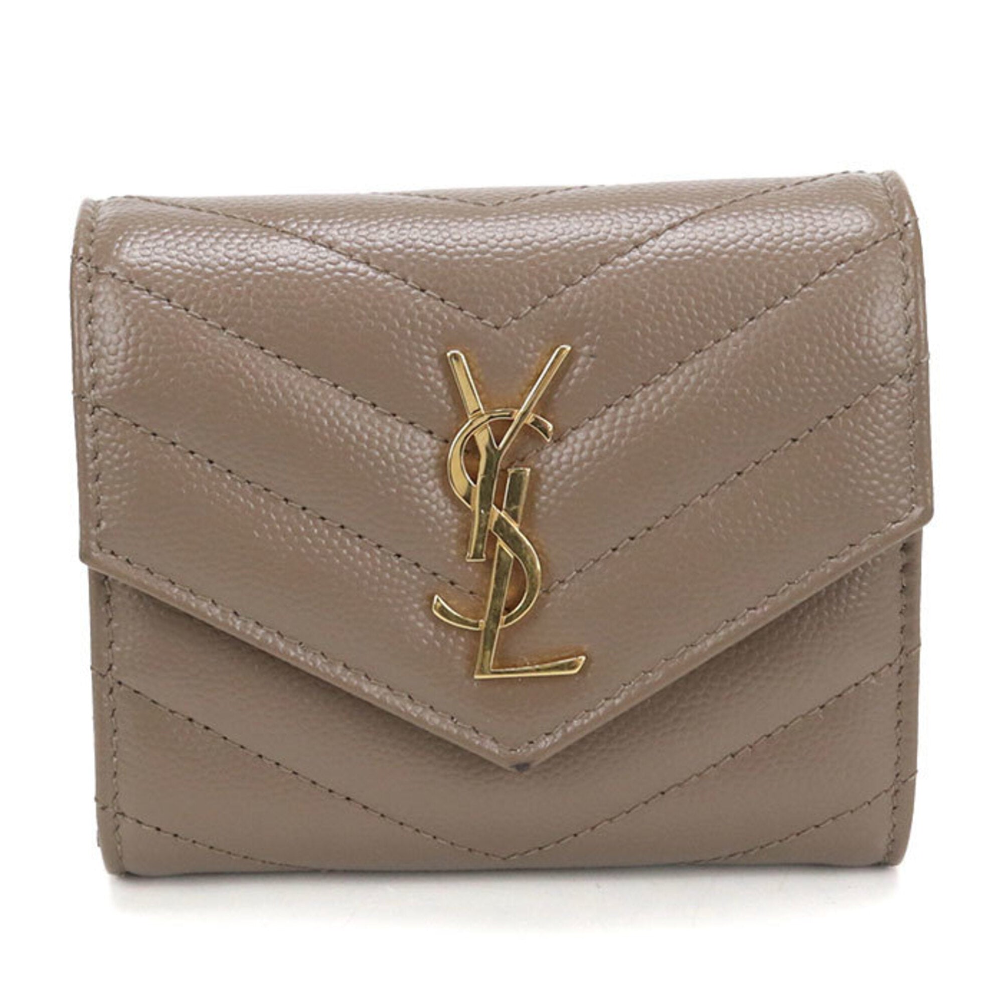 Saint Laurent Brown Leather Wallet (Tri-Fold) (Pre-Owned)