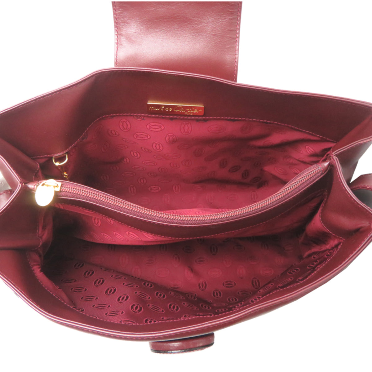 Cartier Bordeaux Red Color Leather Shoulder Bag (Pre-Owned)