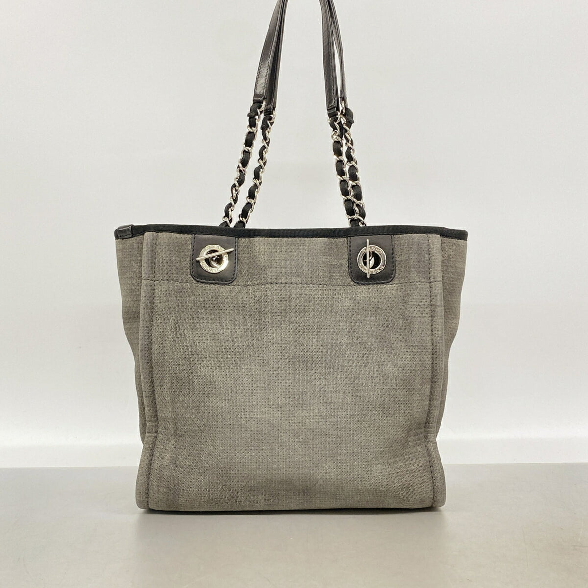 Chanel Gray Canvas Tote Bag (Pre-Owned)