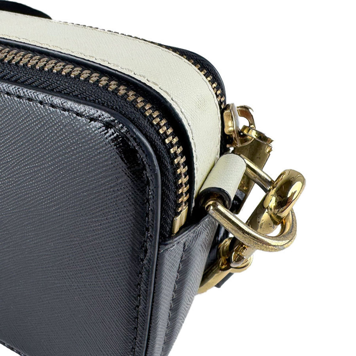 Marc Jacobs Black Gray Ivory Coated Canvas Shoulder Bag (Pre-Owned)