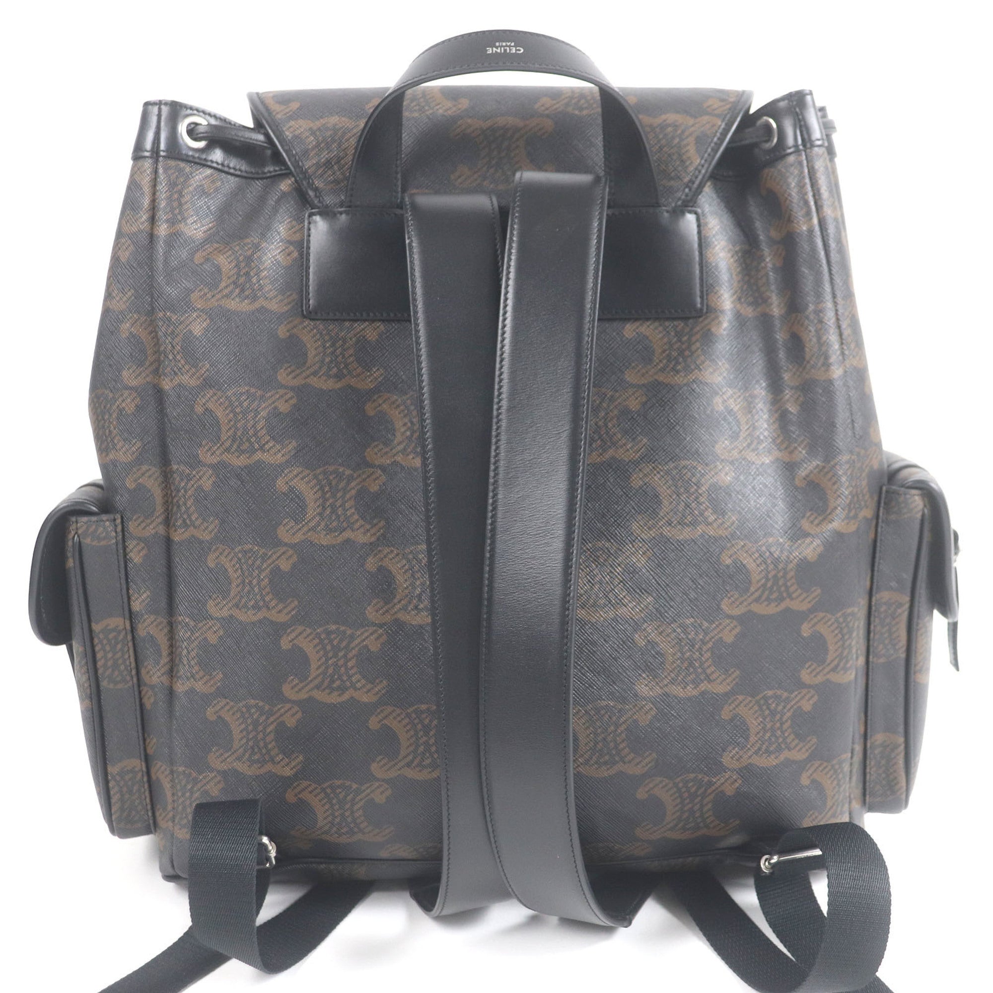 Celine Black Brown Coated Canvas Backpack (Pre-Owned)