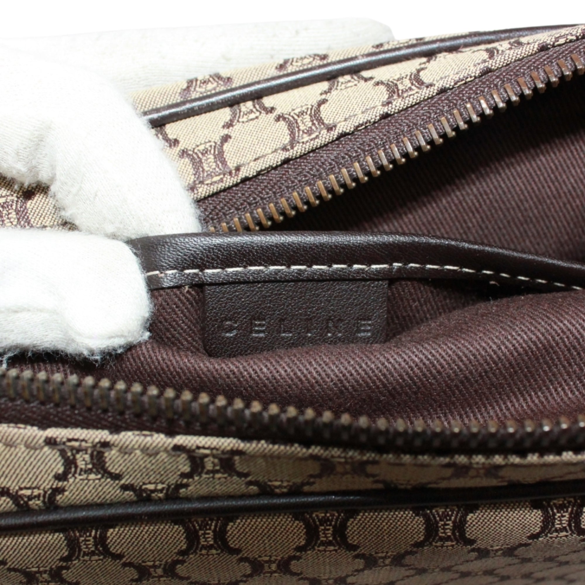 Celine Brown Canvas Leather Shoulder Bag (Pre-Owned)
