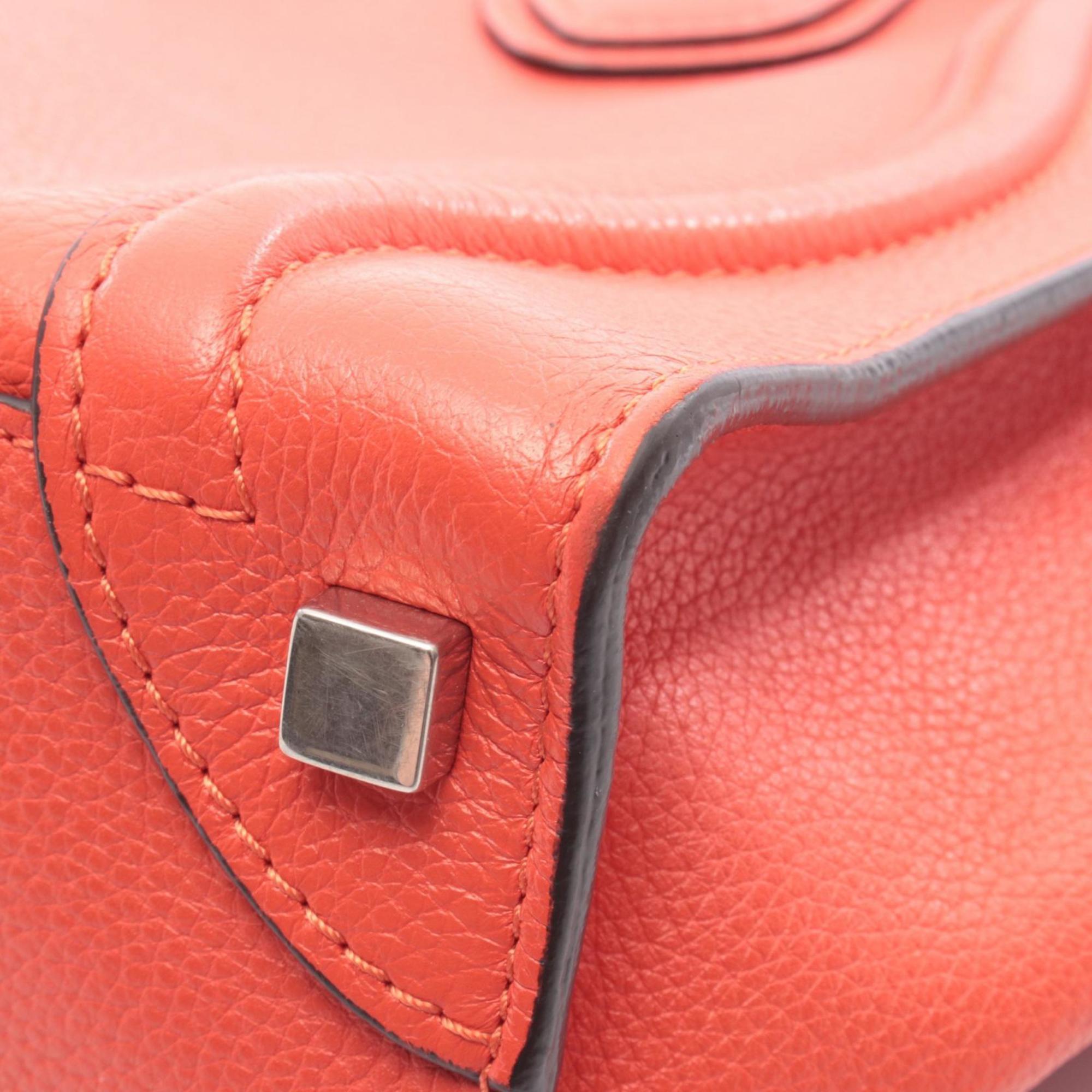 Celine Red Color Leather Handbag Tote Bag (Pre-Owned)