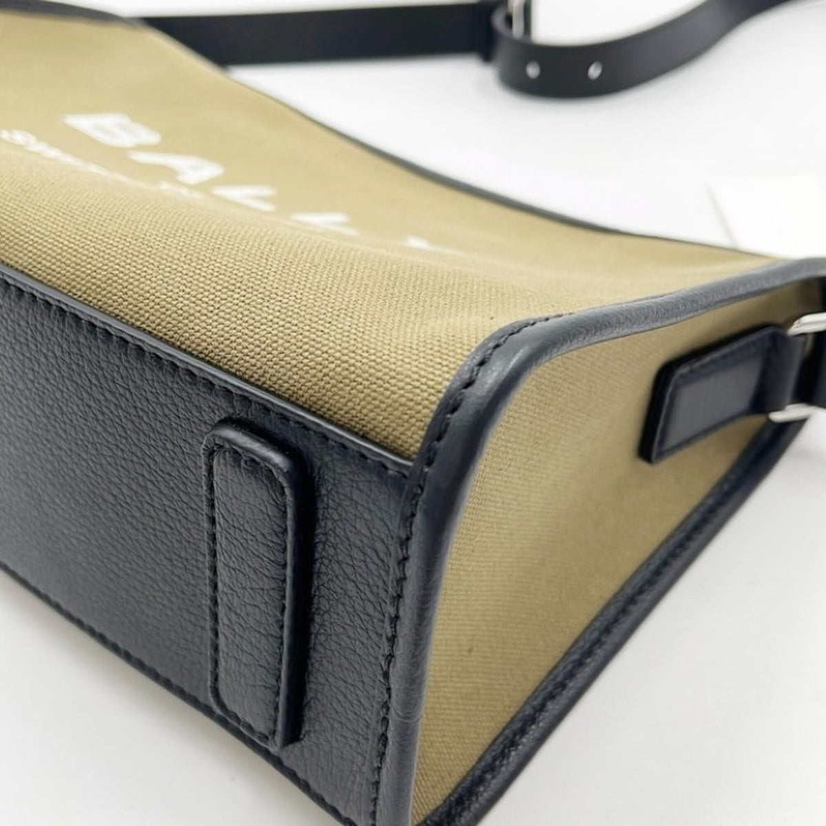 Bally Black Khaki Canvas Handbag Shoulder Bag (Pre-Owned)