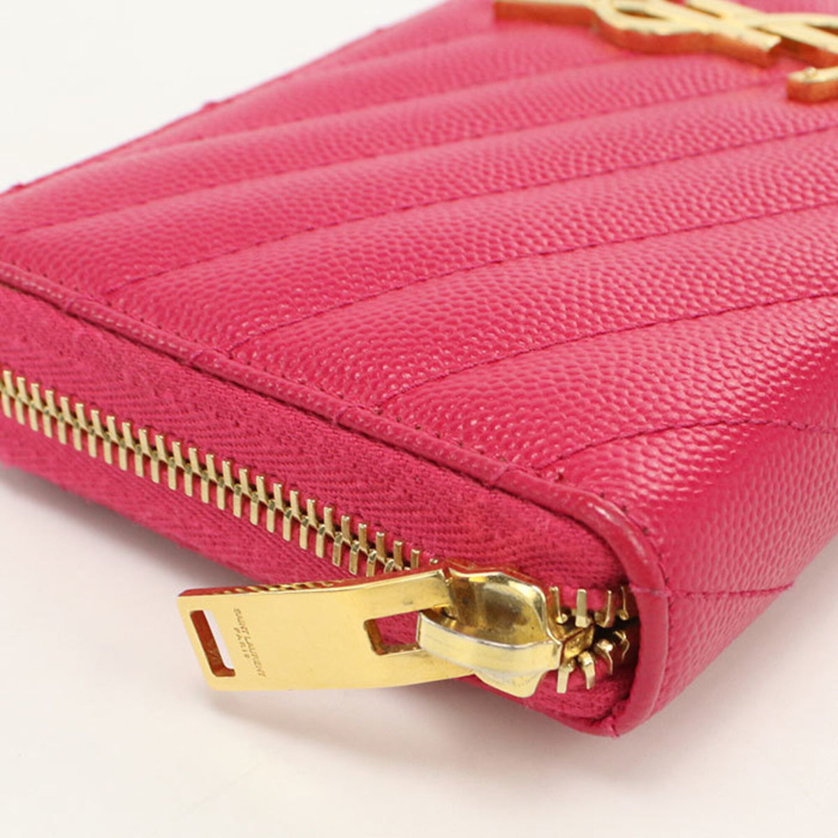 Saint Laurent Pink Leather Long Wallet (Bi-Fold) (Pre-Owned)