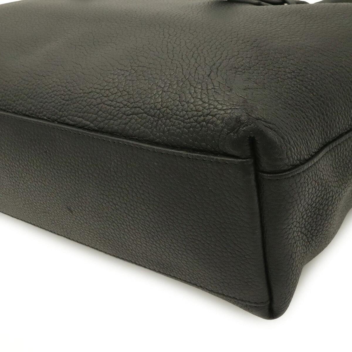 Louis Vuitton Noir Leather Shoulder Bag Tote Bag (Pre-Owned)