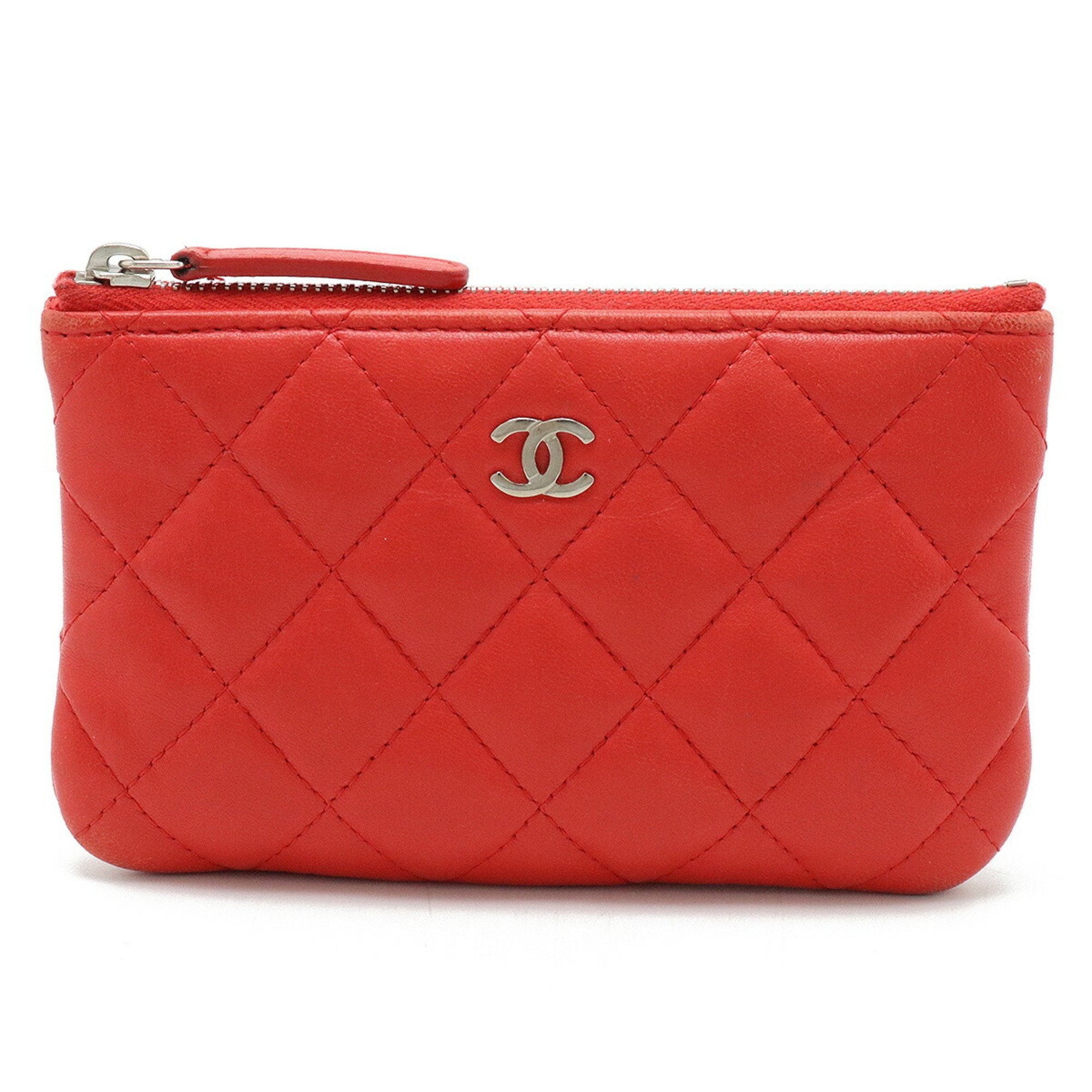 Chanel Red Color Leather Pouch (Pre-Owned)