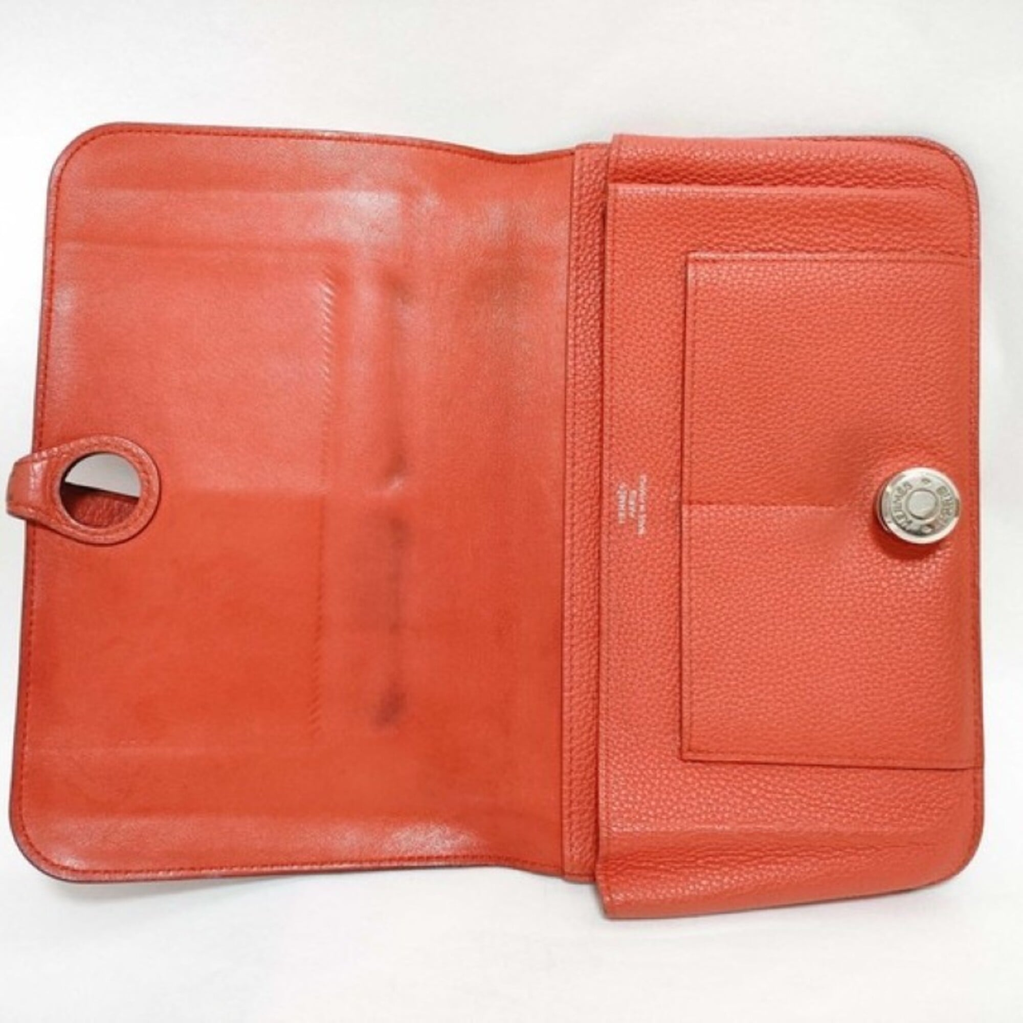 Hermes Dogon Orange Taurillon Clemence Leather Long Wallet (Bi-Fold) (Pre-Owned)