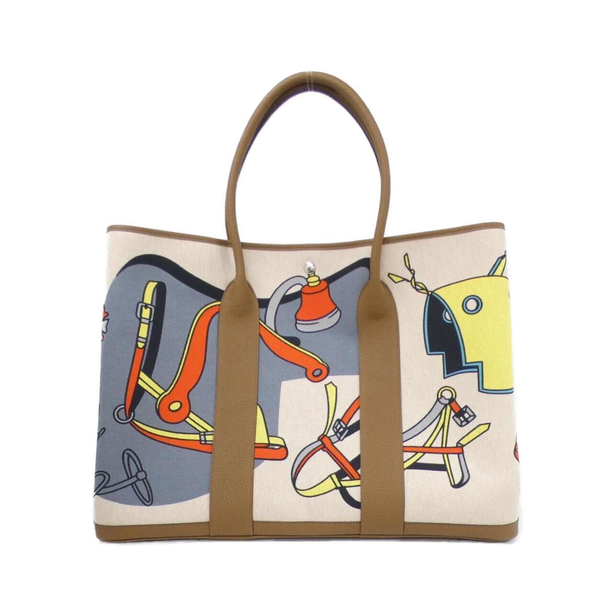 Hermes Beige Multi-Color Toile H Negonda Leather Handbag (Pre-Owned)