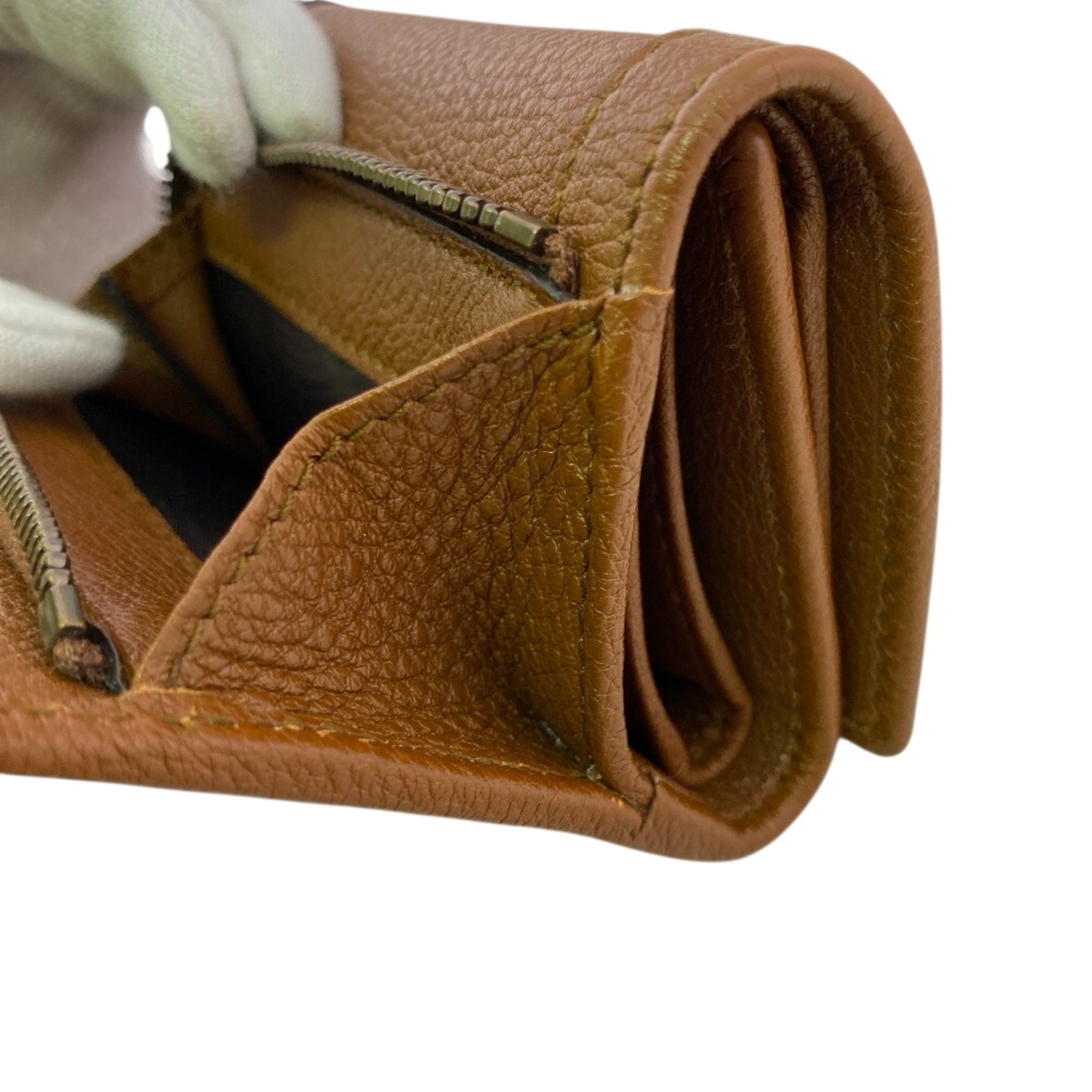 Gucci Bamboo Brown Leather Wallet (Tri-Fold) (Pre-Owned)
