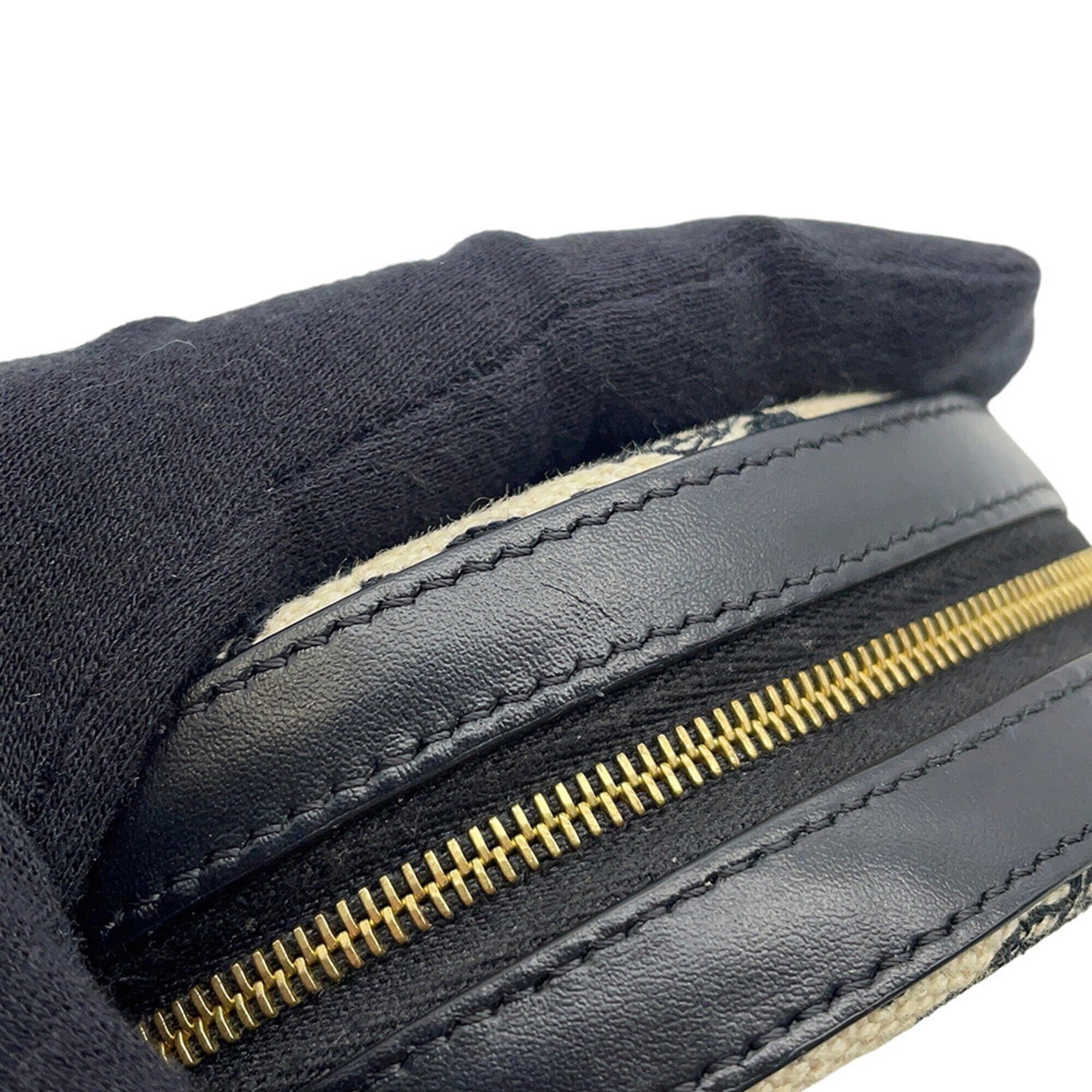 Celine Black Ivory Canvas Leather Shoulder Bag (Pre-Owned)