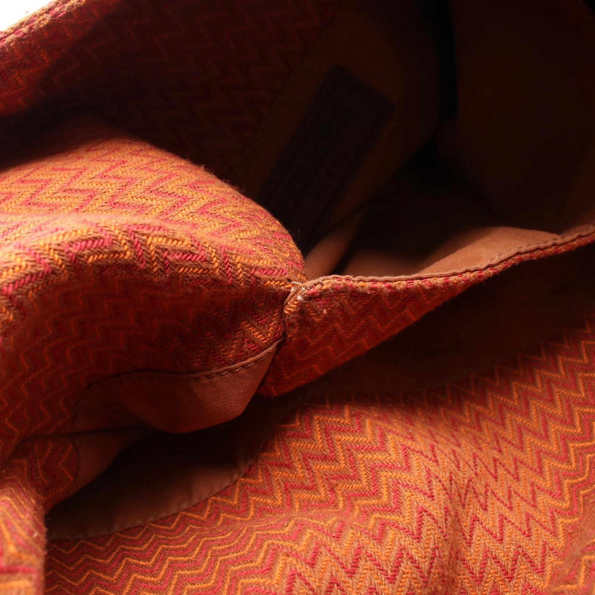 Hermes Brown Orange Red Color Canvas Handbag Shoulder Bag (Pre-Owned)