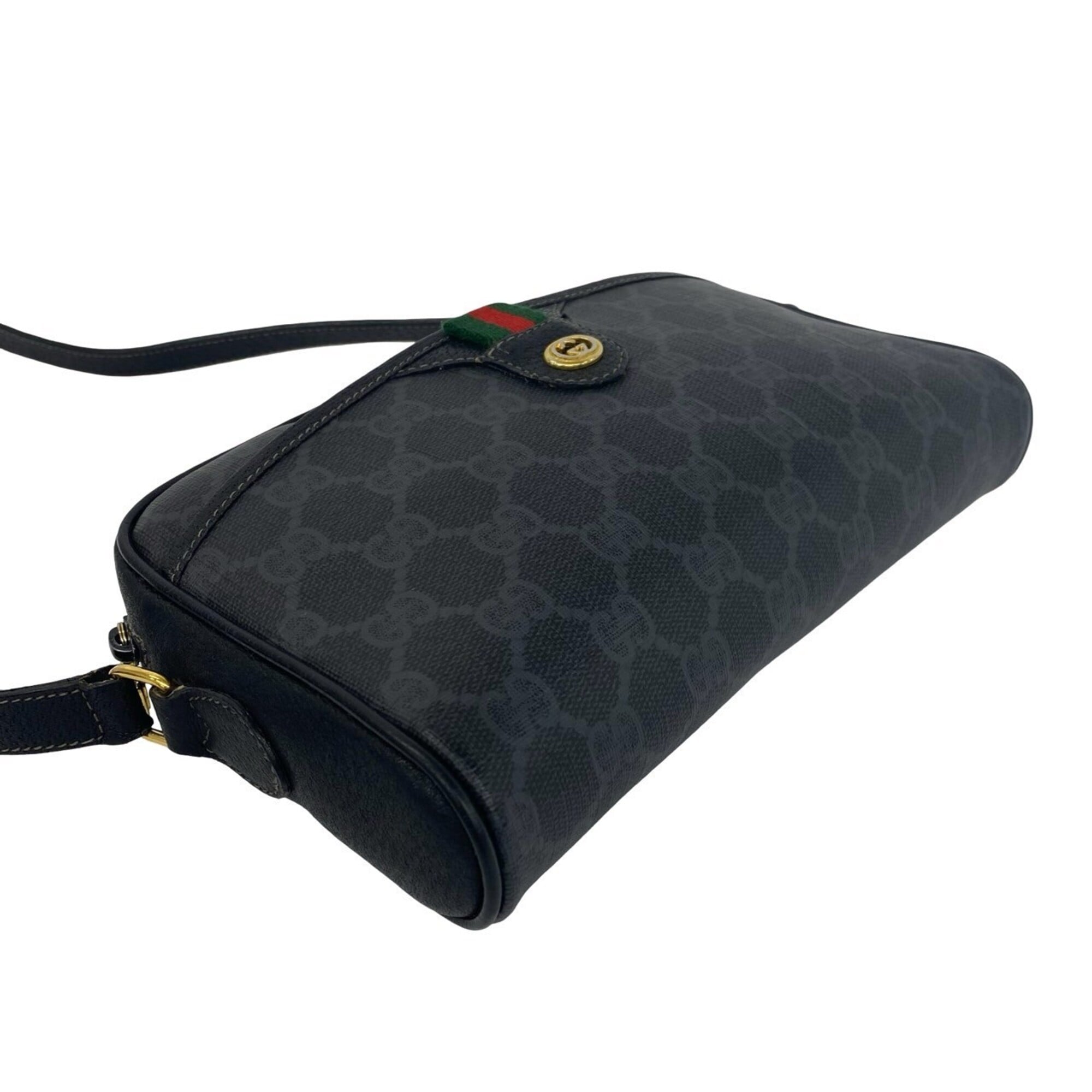 Gucci Black Green Red Color Leather Pvc Pochette Shoulder Bag (Pre-Owned)