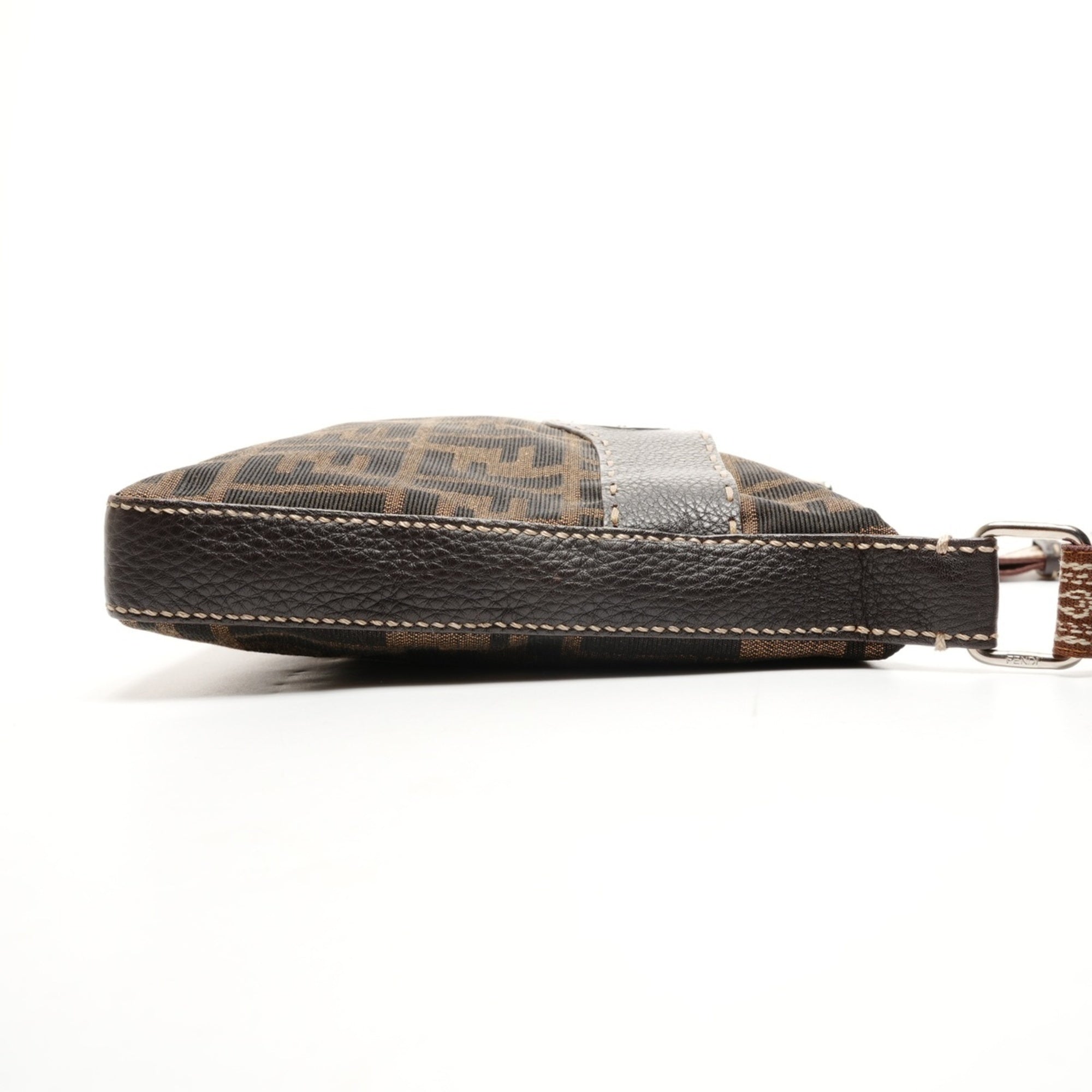 Fendi Zucca Brown Canvas Shoulder Bag (Pre-Owned)