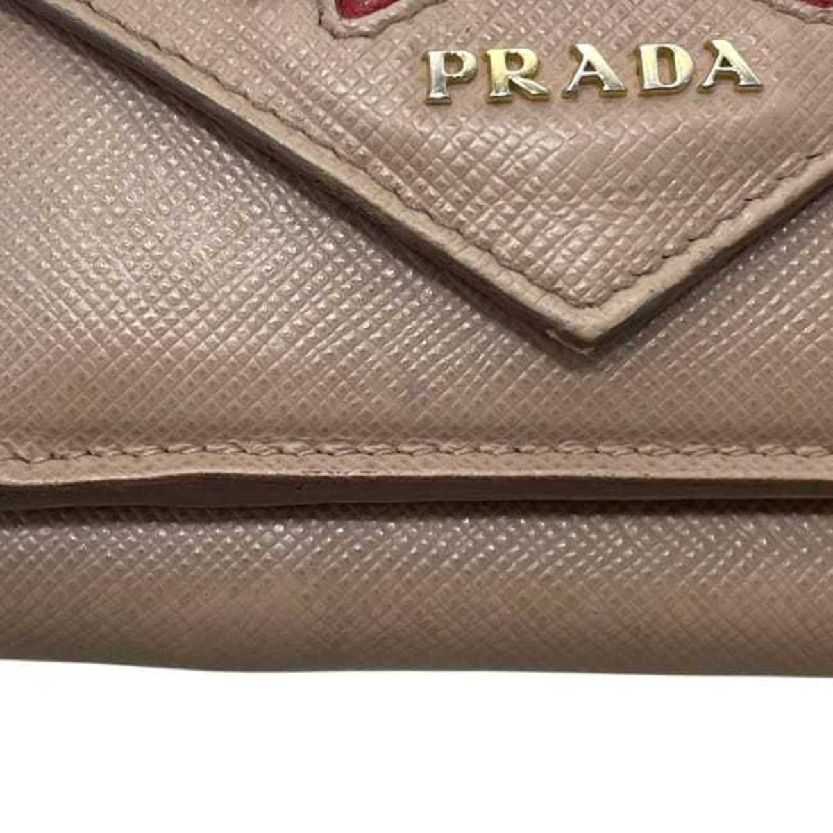 Prada Saffiano Beige Leather Wallet (Tri-Fold) (Pre-Owned)