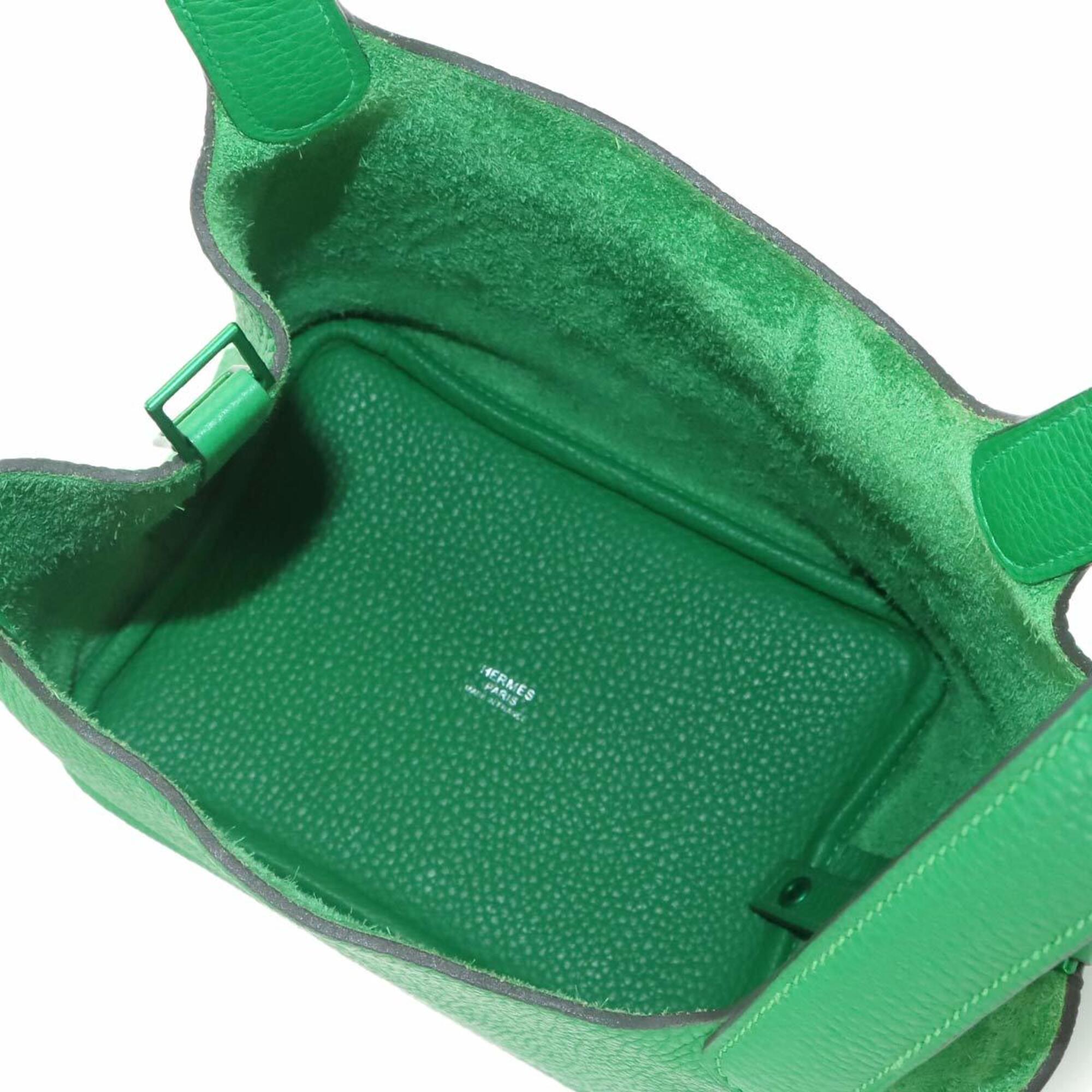 Hermes Green Taurillon Clemence Leather Handbag (Pre-Owned)