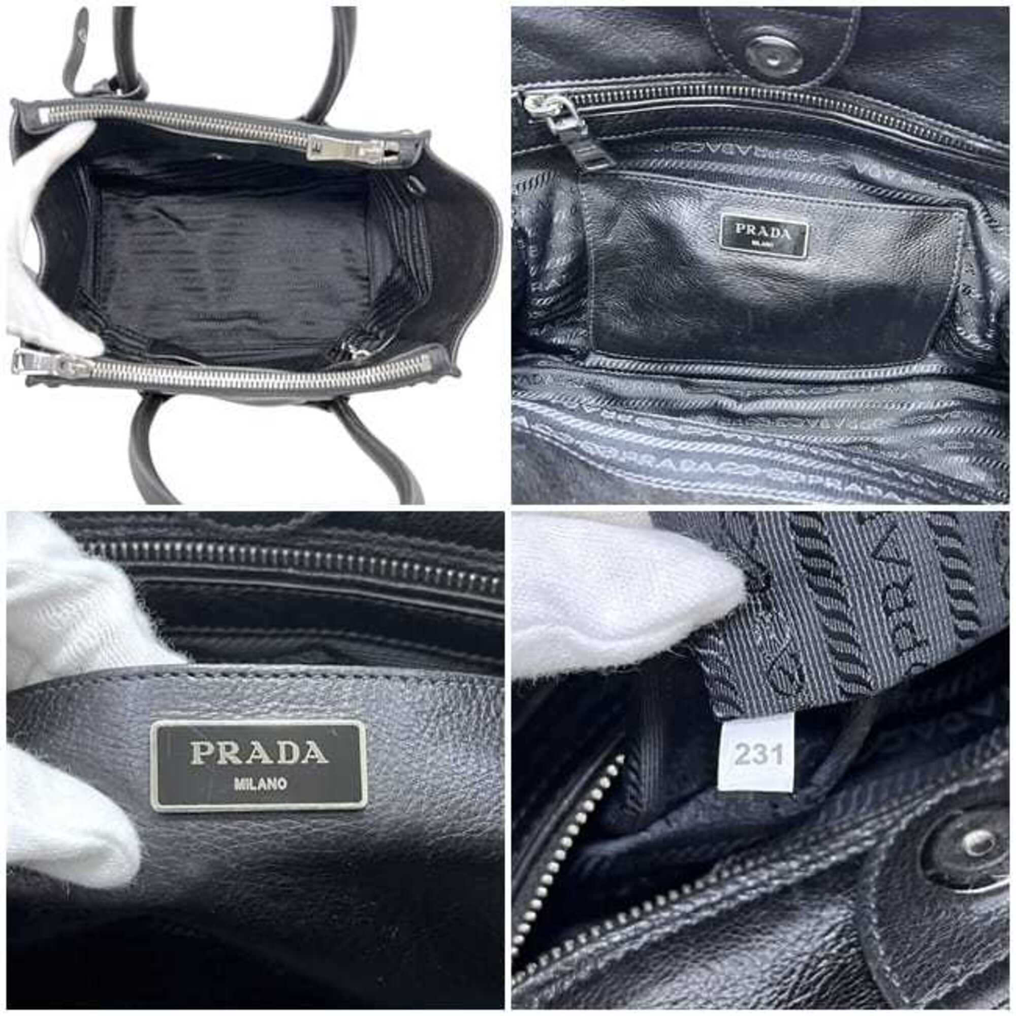 Prada Black Nero Leather Handbag Shoulder Bag (Pre-Owned)