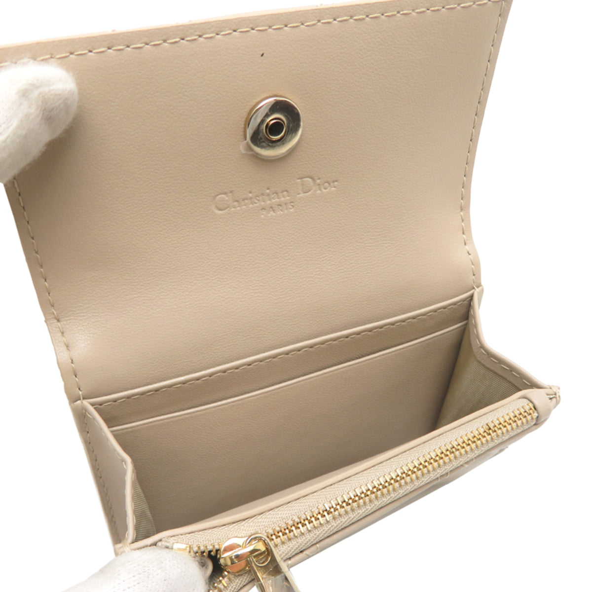 Christian Dior Beige Leather Coin Purse/Coin Case (Pre-Owned)