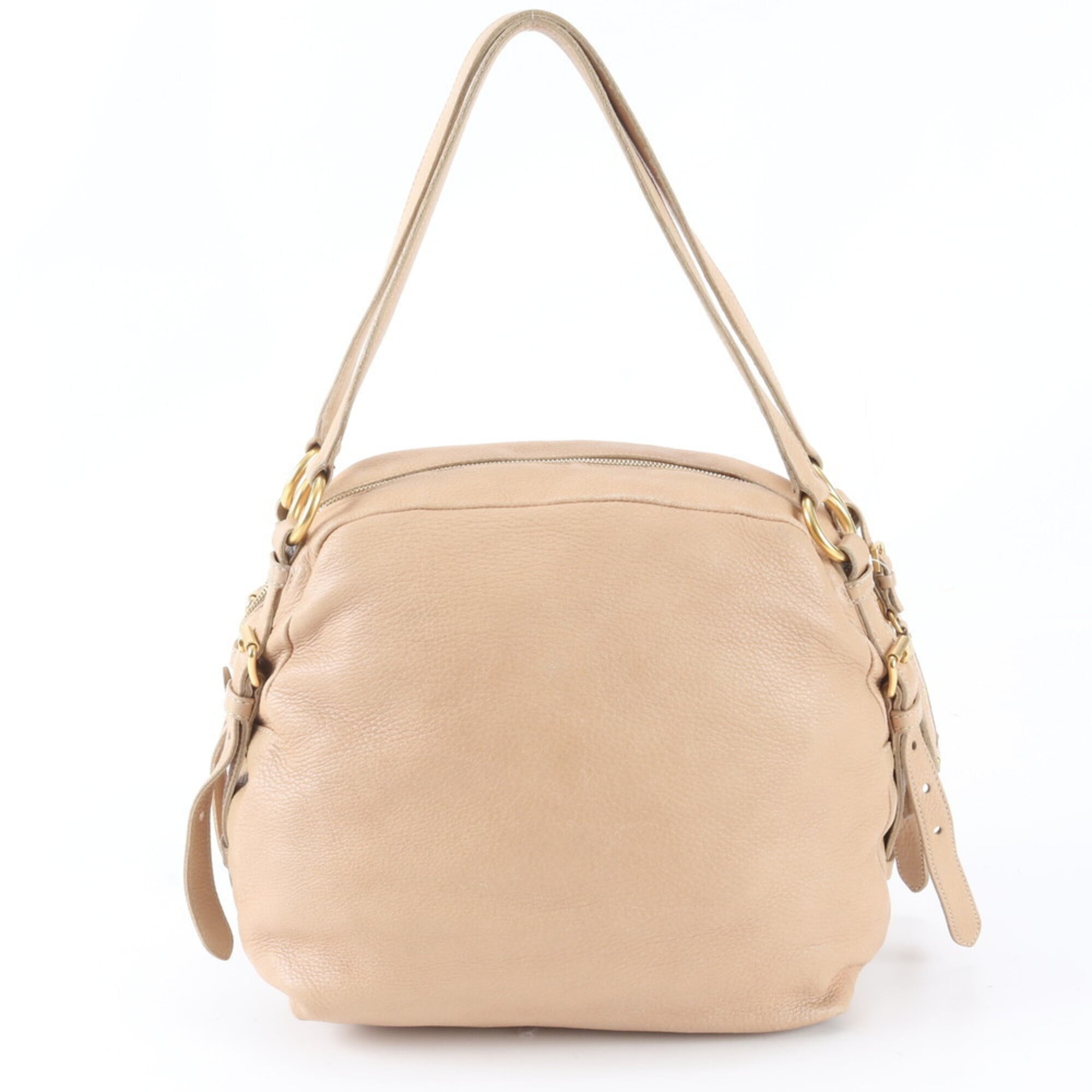 Prada Beige Leather Handbag Tote Bag (Pre-Owned)