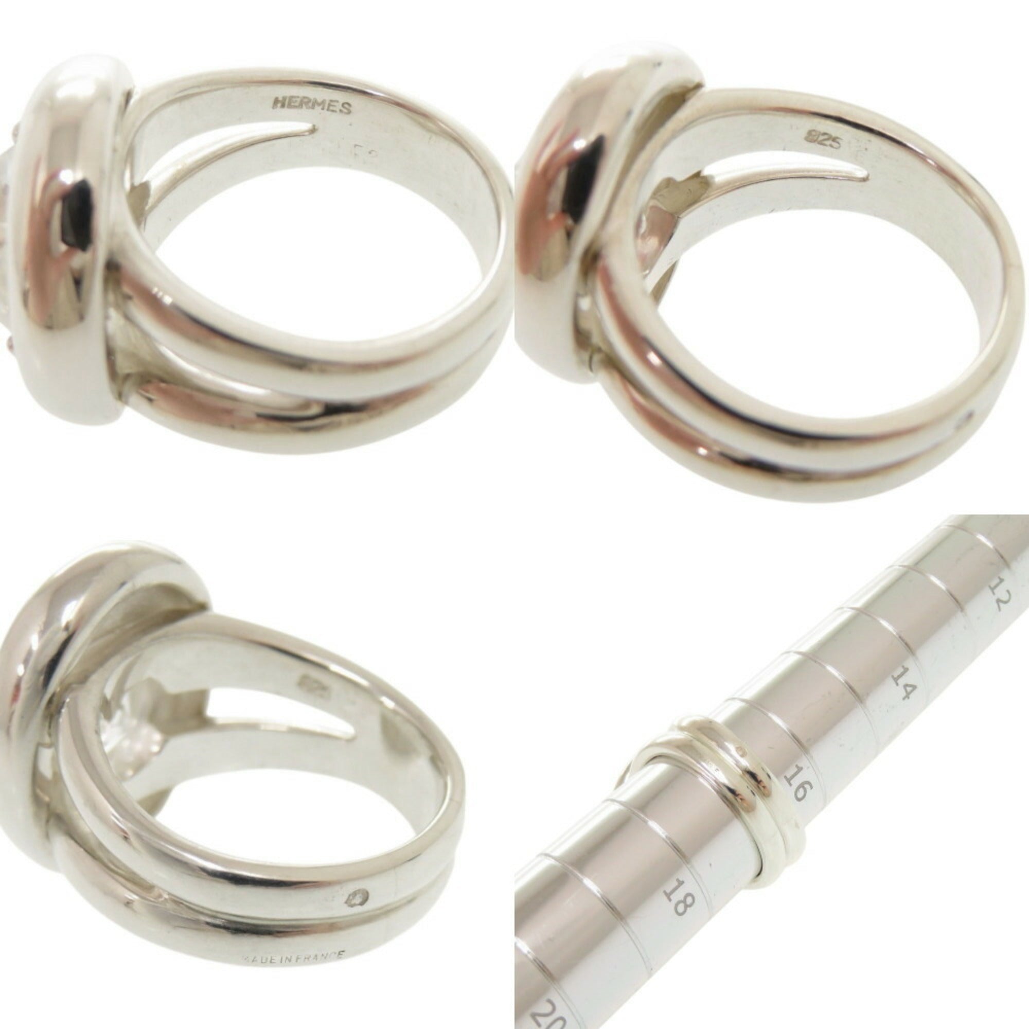 Hermes Silver Silver 925 Band Ring (Pre-Owned)