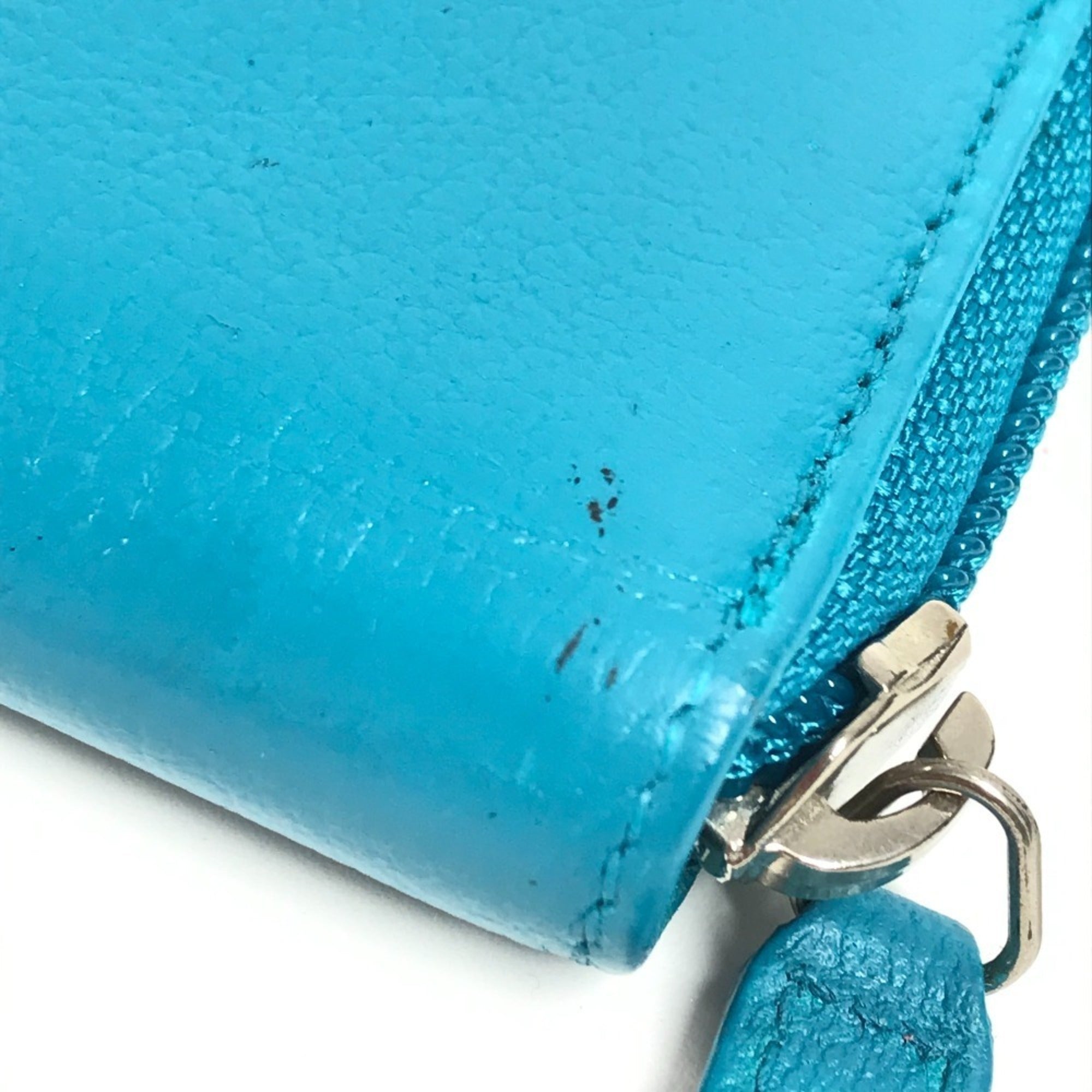 Chanel Blue Leather Long Wallet (Bi-Fold) (Pre-Owned)
