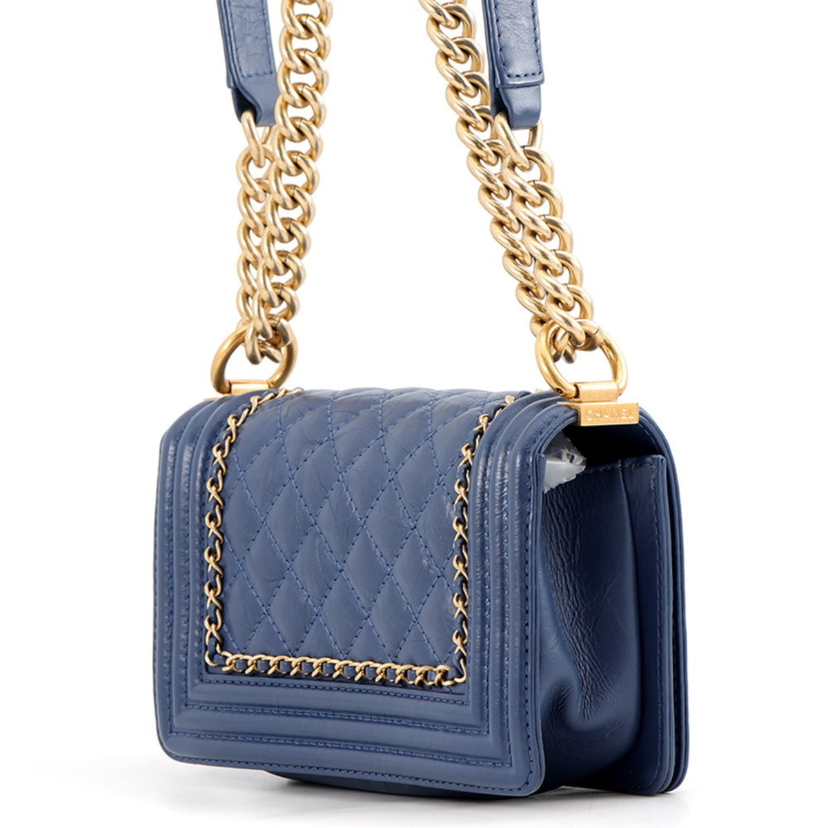 Chanel Blue Leather Handbag Shoulder Bag (Pre-Owned)