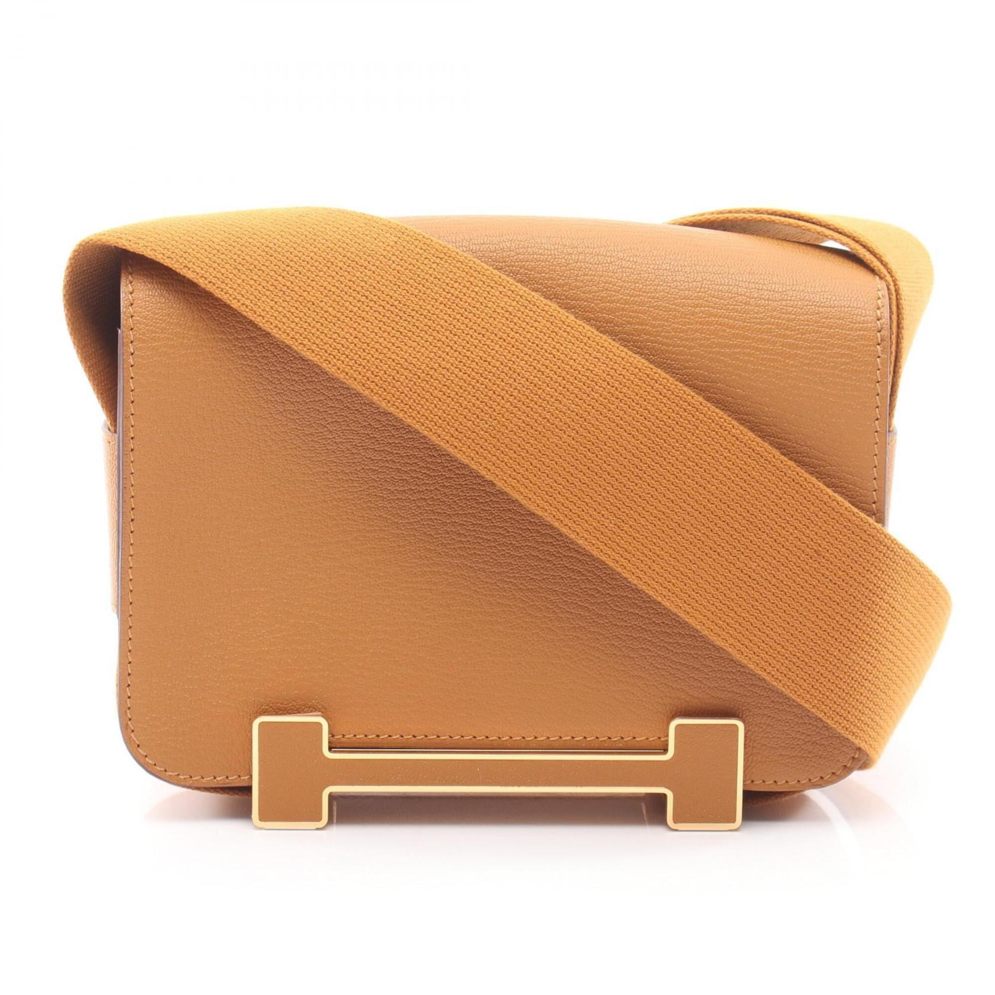 Hermes Brown Chevre Leather Leather Handbag Shoulder Bag (Pre-Owned)