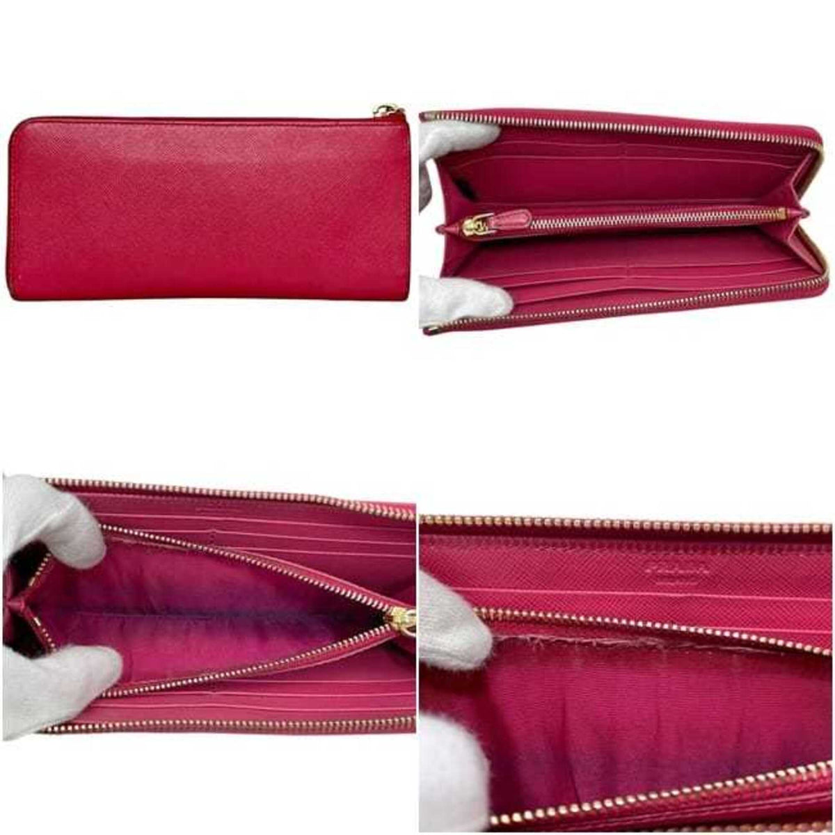 Prada Peonia Pink Leather Long Wallet (Bi-Fold) (Pre-Owned)