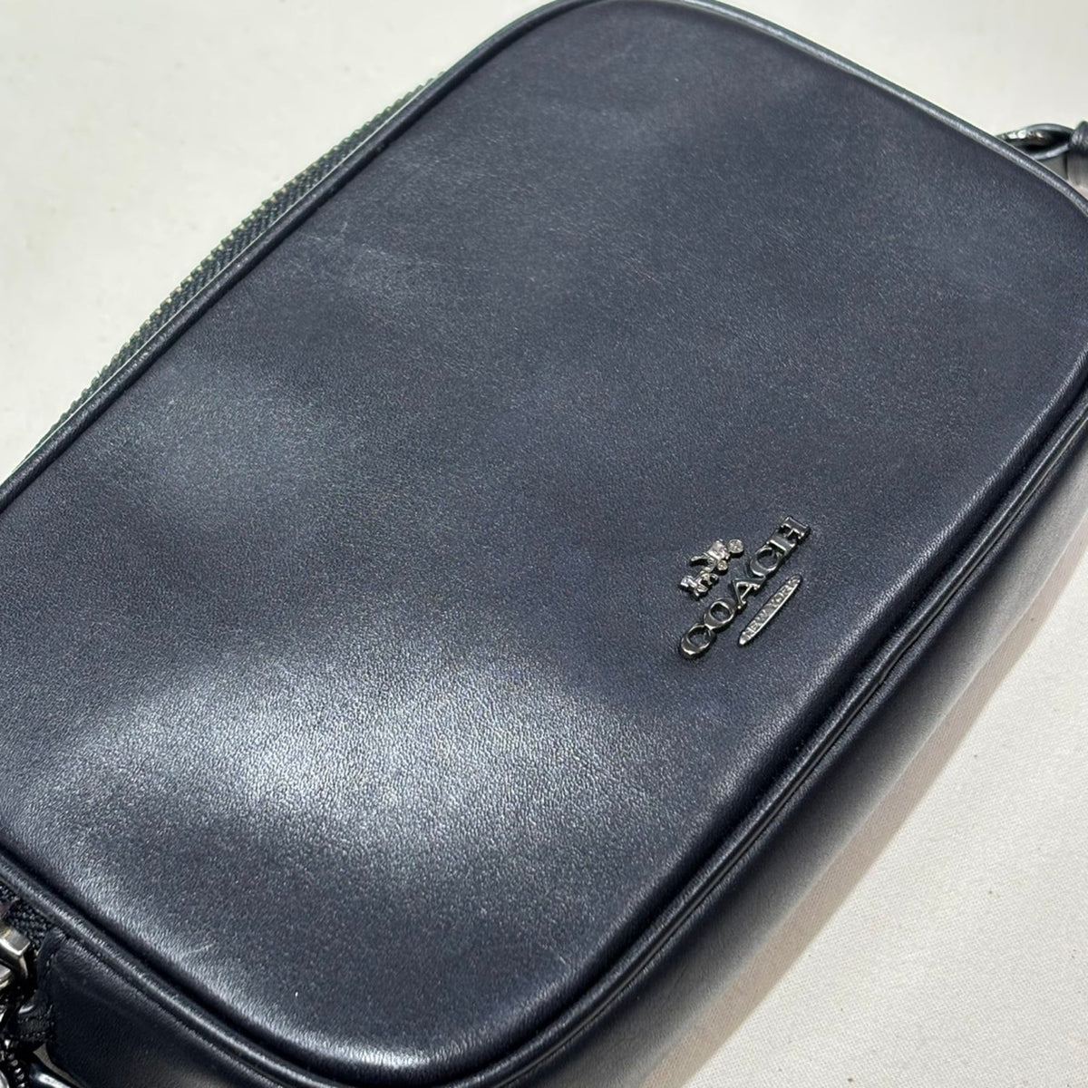 Coach Black Blue Silver Leather Pochette Shoulder Bag (Pre-Owned)