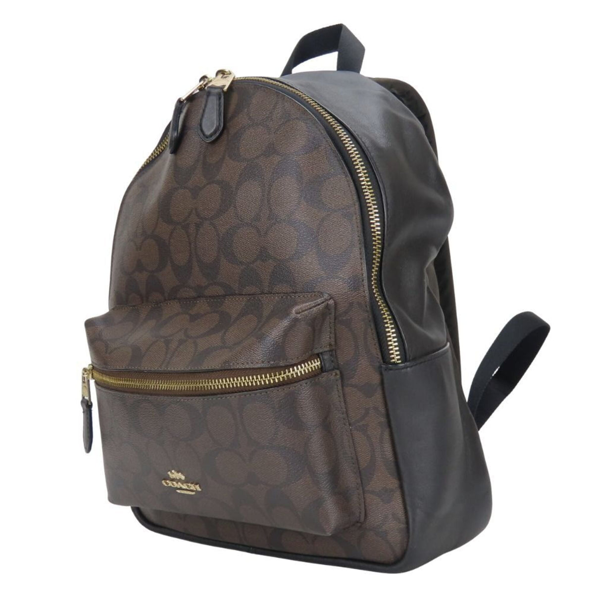Coach Signature Black Dark Brown Pvc Leather Backpack (Pre-Owned)