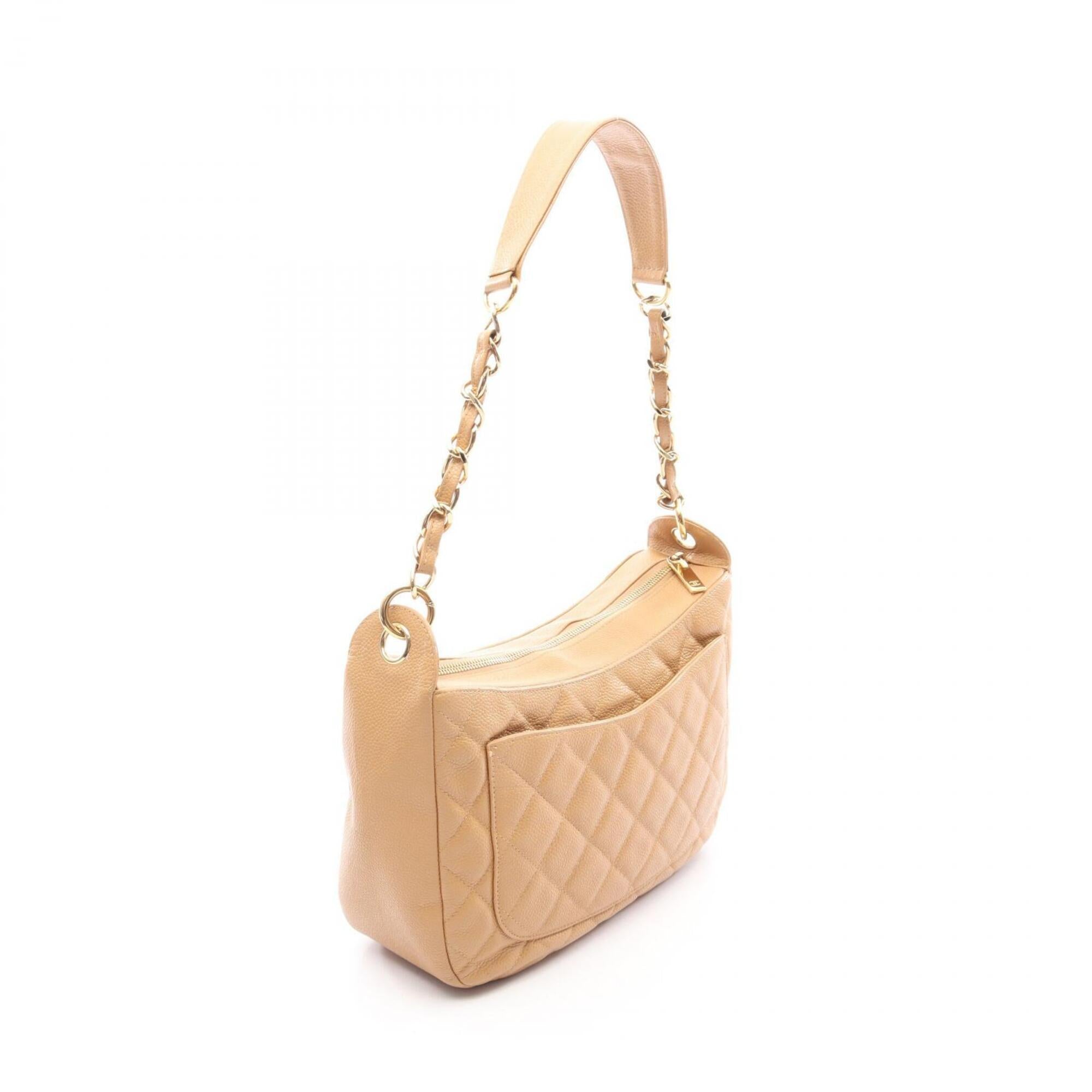 Chanel Beige Leather Handbag Shoulder Bag (Pre-Owned)