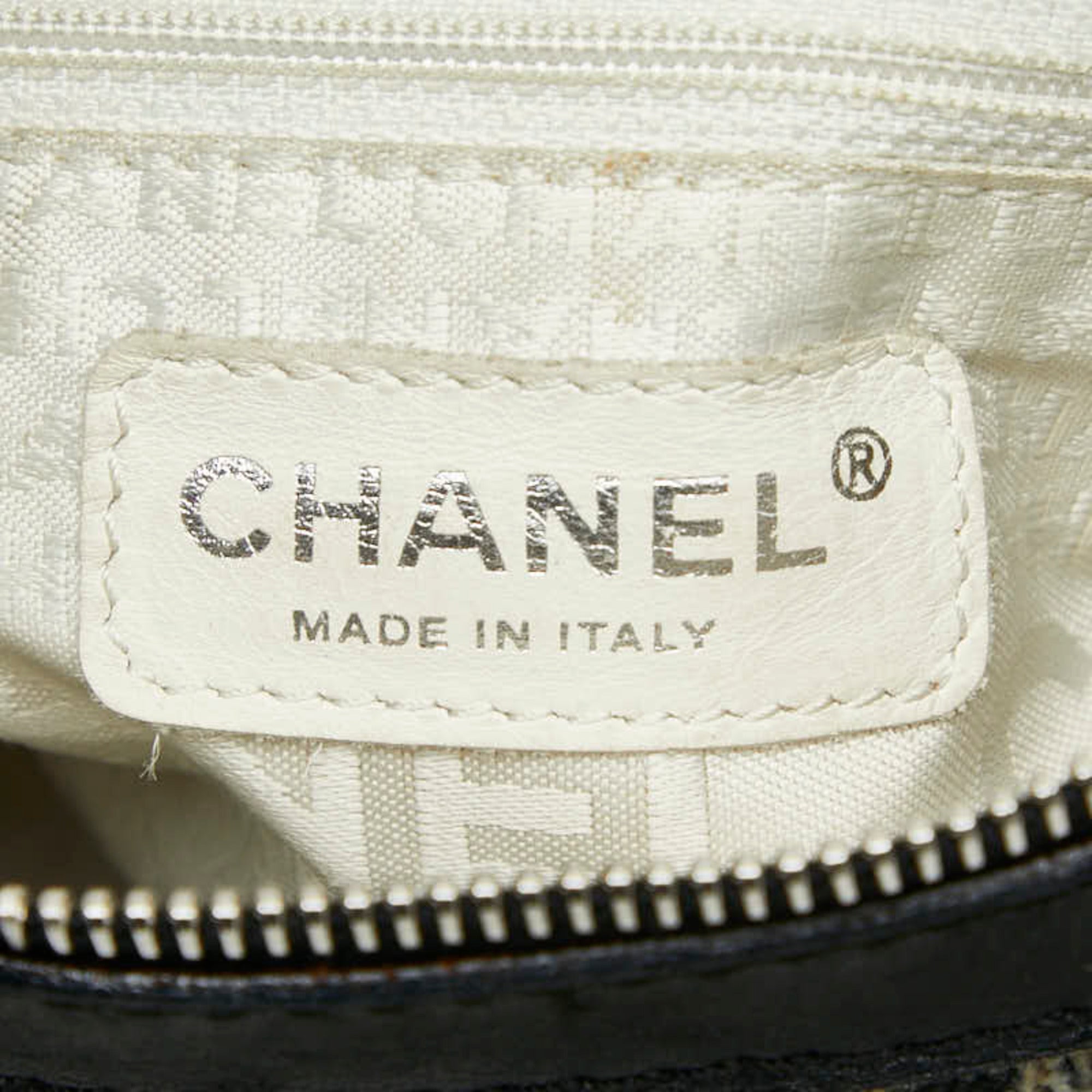 Chanel Beige Black Tweed Leather Handbag Shoulder Bag (Pre-Owned)