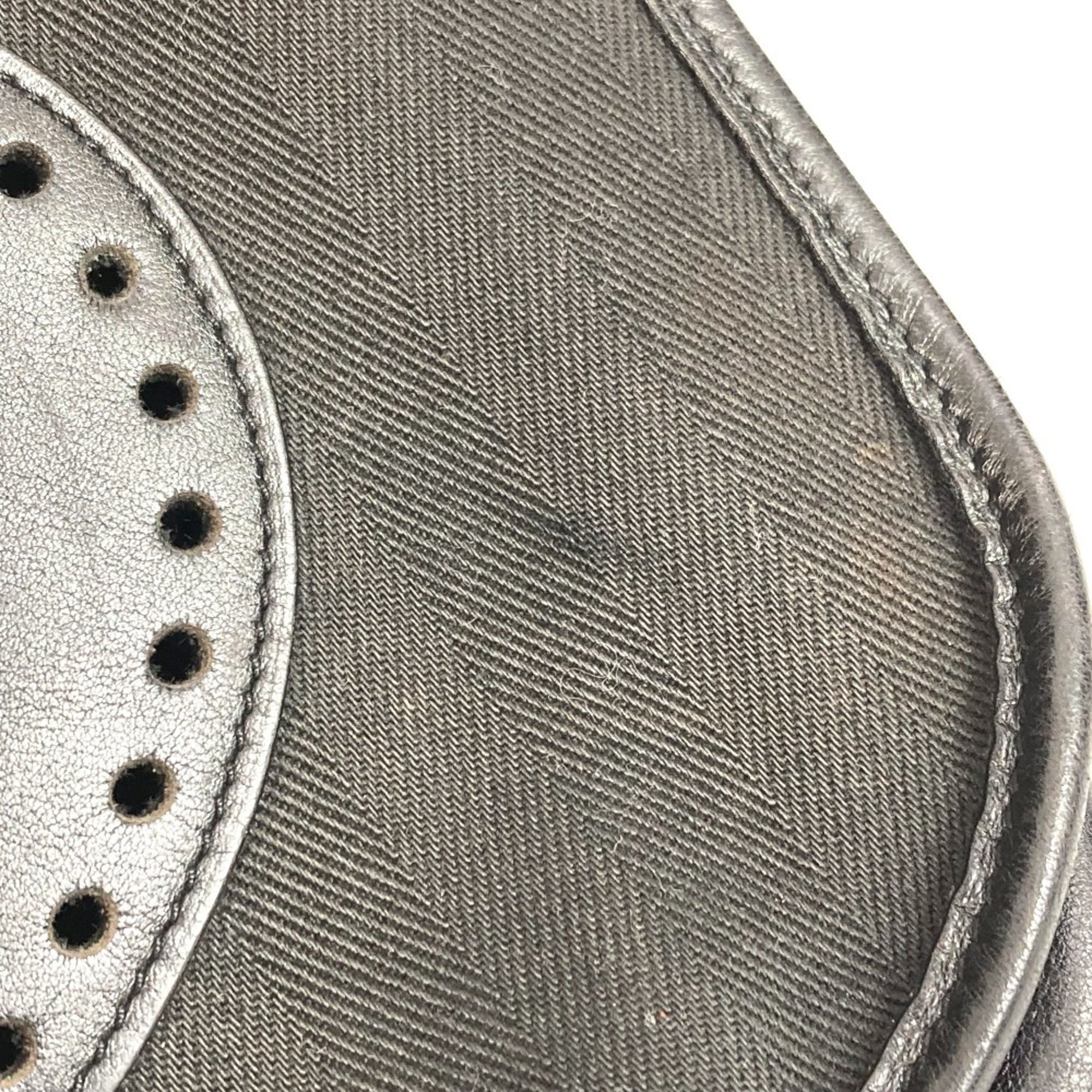Hermes Black Leather Canvas Pochette Shoulder Bag (Pre-Owned)